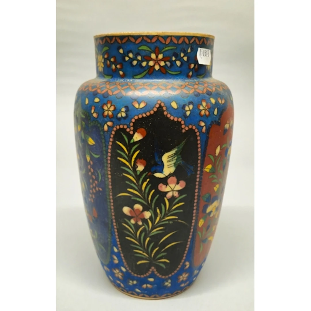 Japanese cloisonne glazed pottery vase, Meiji 1868-1912, Dec...