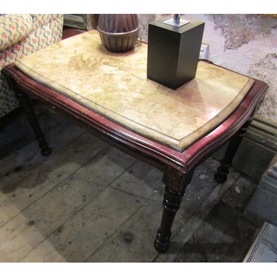 Marble Inset Coffee Table Rectangular Form Cabriole Supports...