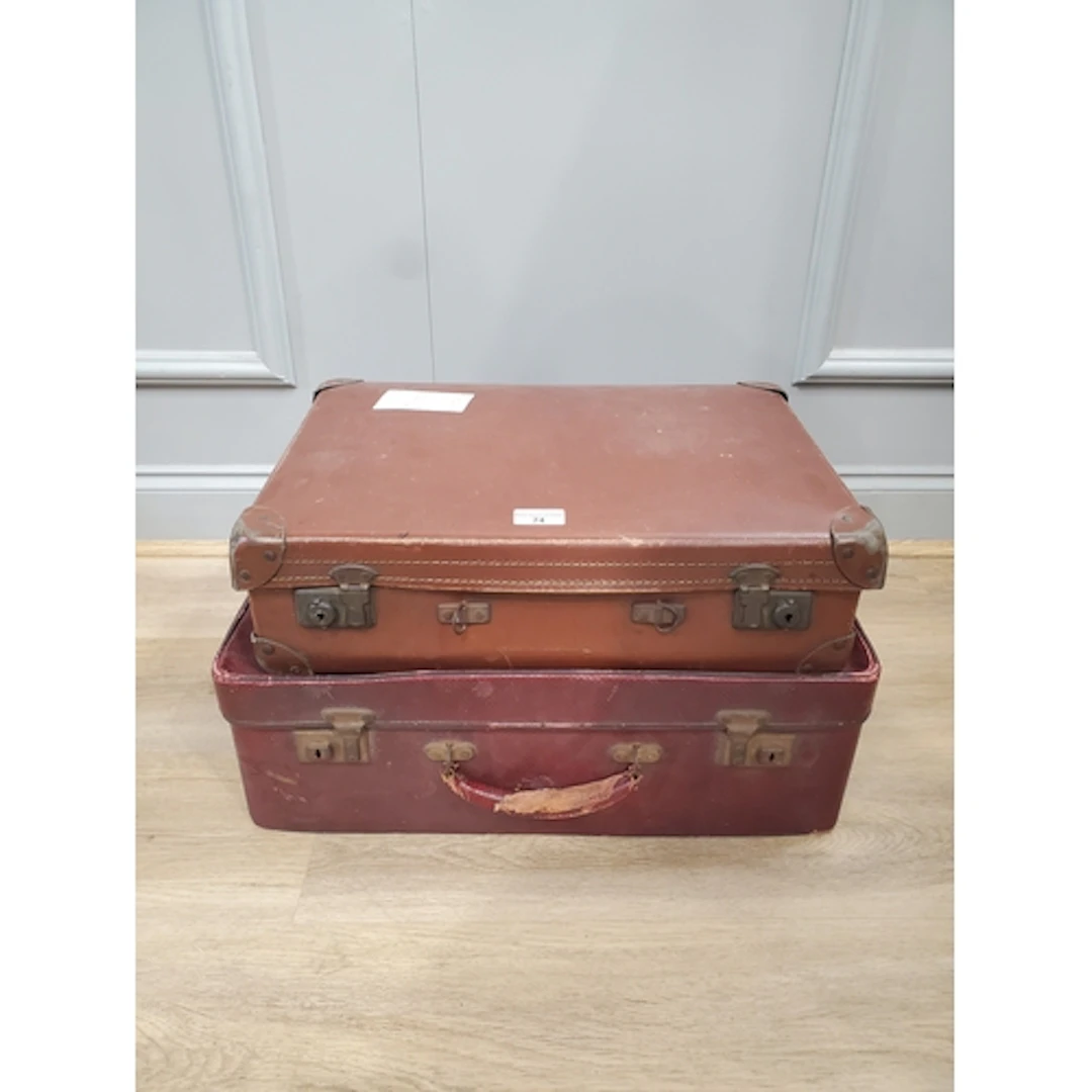 Two leather Luggage Cases, (R3).