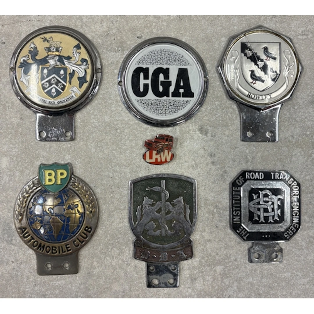 A collection of six car badges to include British Dental Ass...