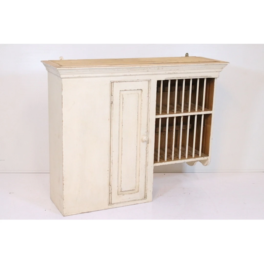20th century painted pine wall hanging cupboard, having door...