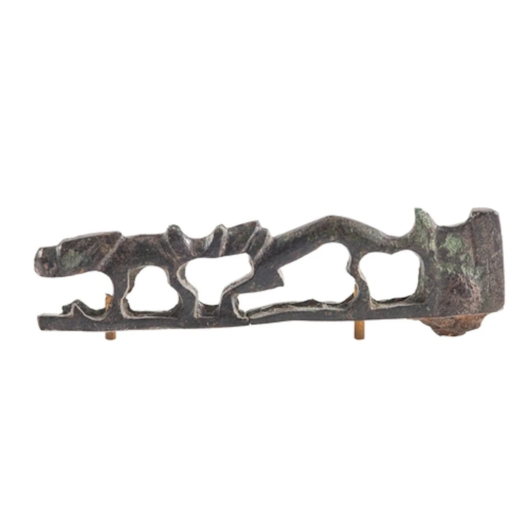 A ROMAN BRONZE FOLDING KNIFE HANDLE, CIRCA 2ND CENTURY A.D.,...