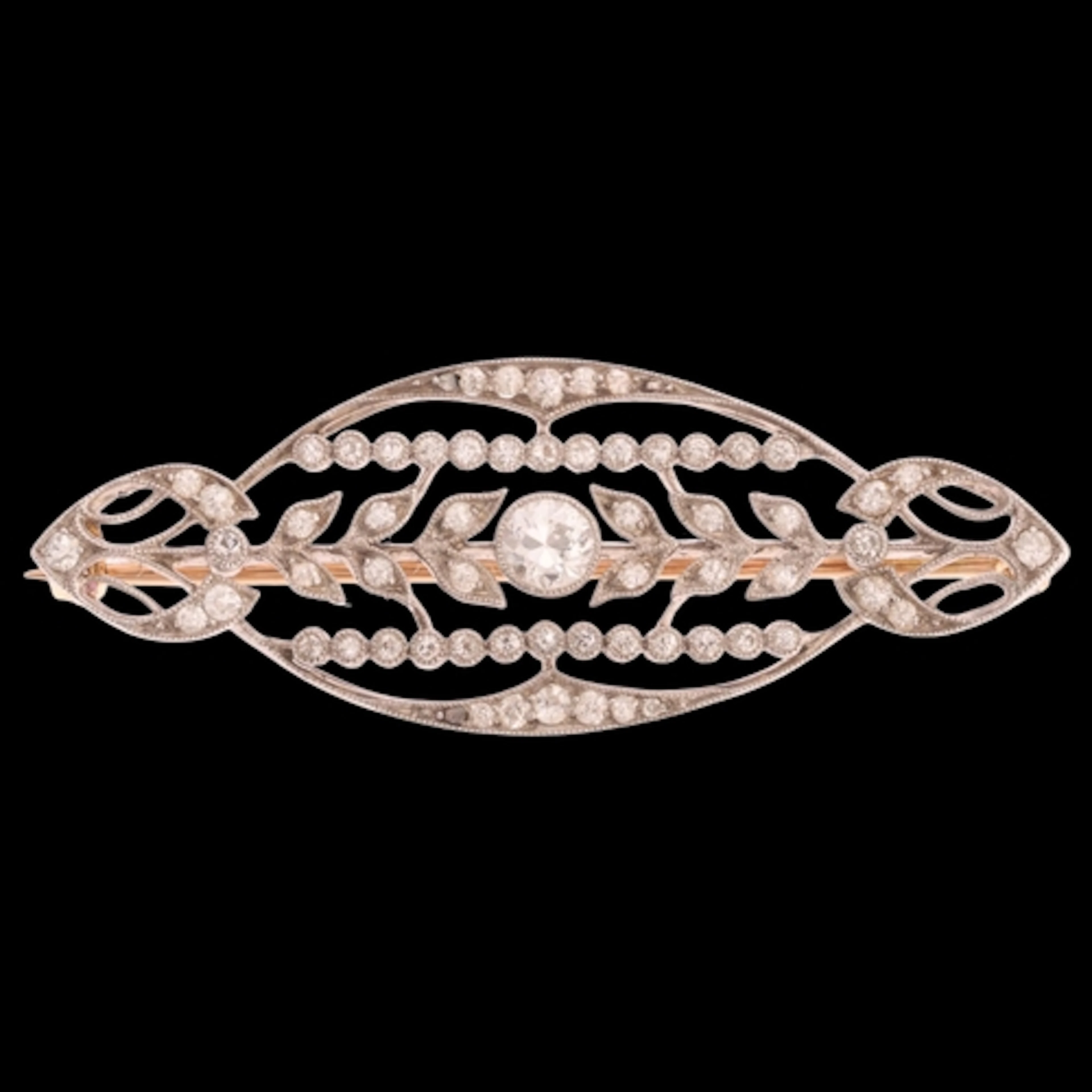 A Belle Epoque platinum diamond openwork brooch, navette wir...