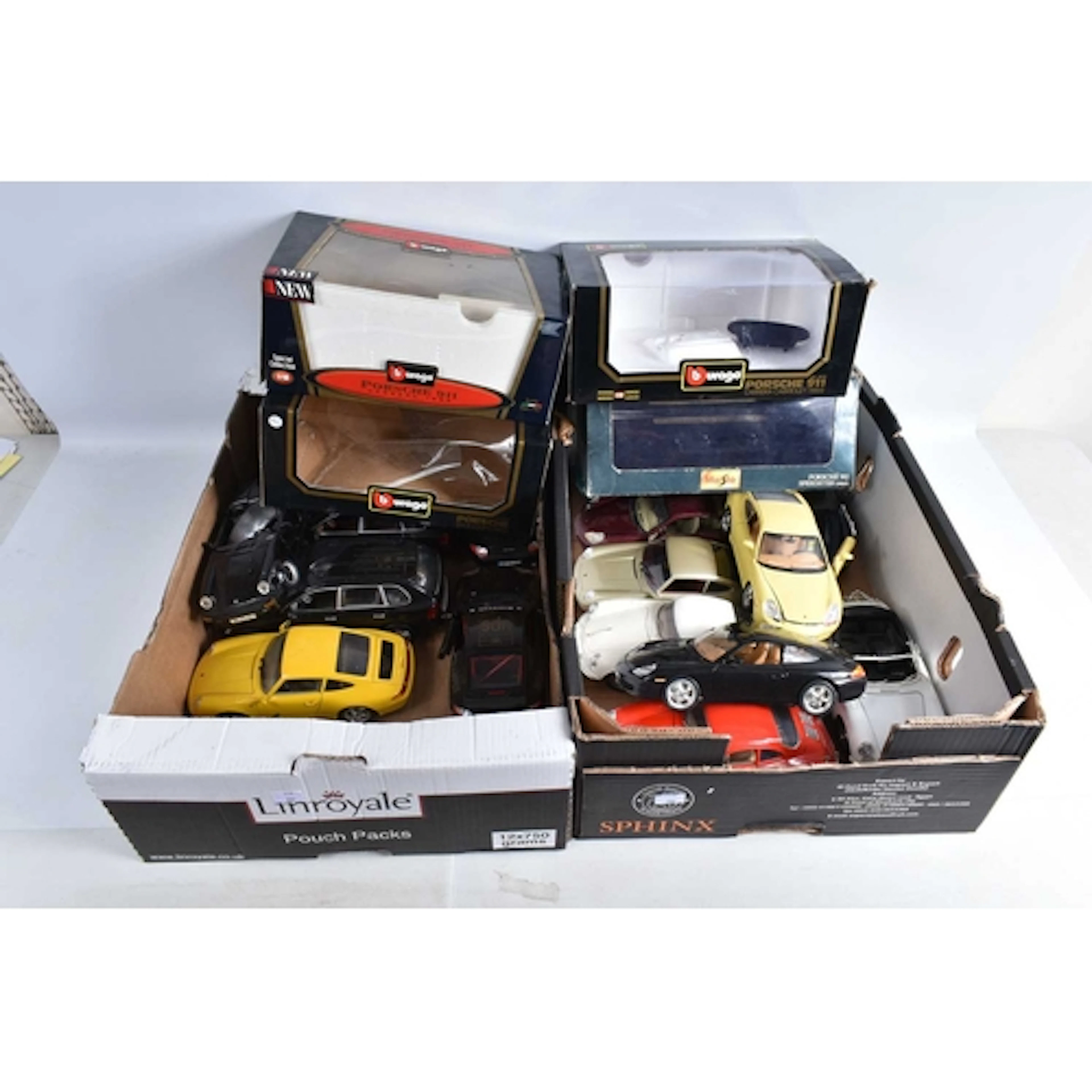 AN UNBOXED GROUP OF BBURAGO, MAISTO, SIMILAR PORSCHE DIECAST...