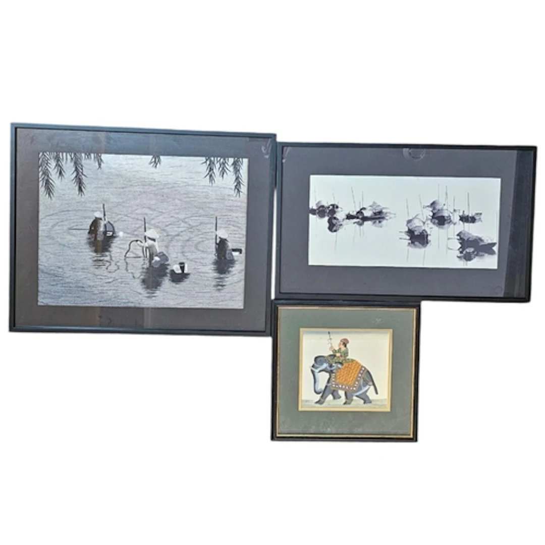 A 20TH CENTURY CHINESE SILK TAPESTRY LANDSCAPE Monochrome to...