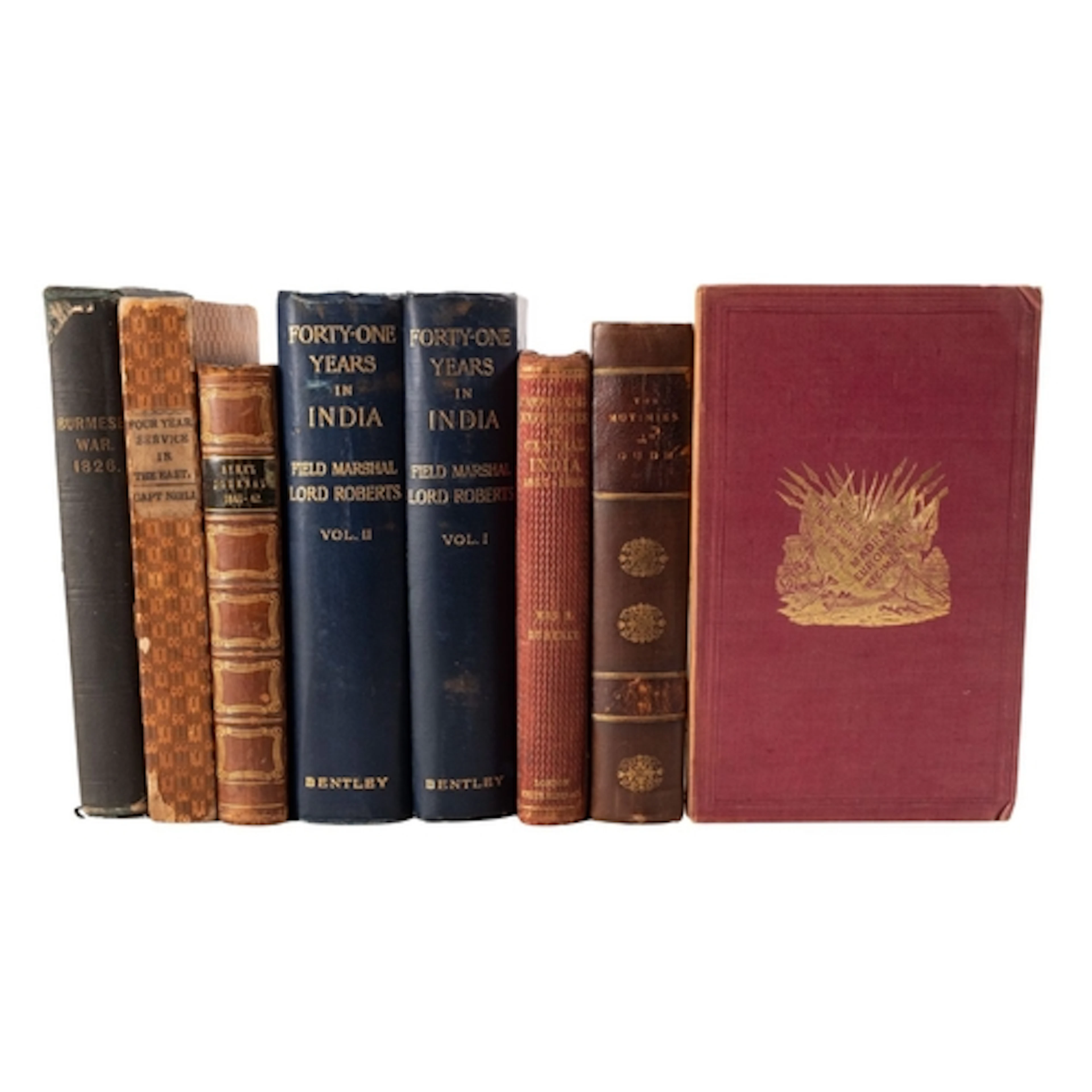 BURMA, INDIA, ASIA, MILITARY. A collection of 8 volumes, C19...