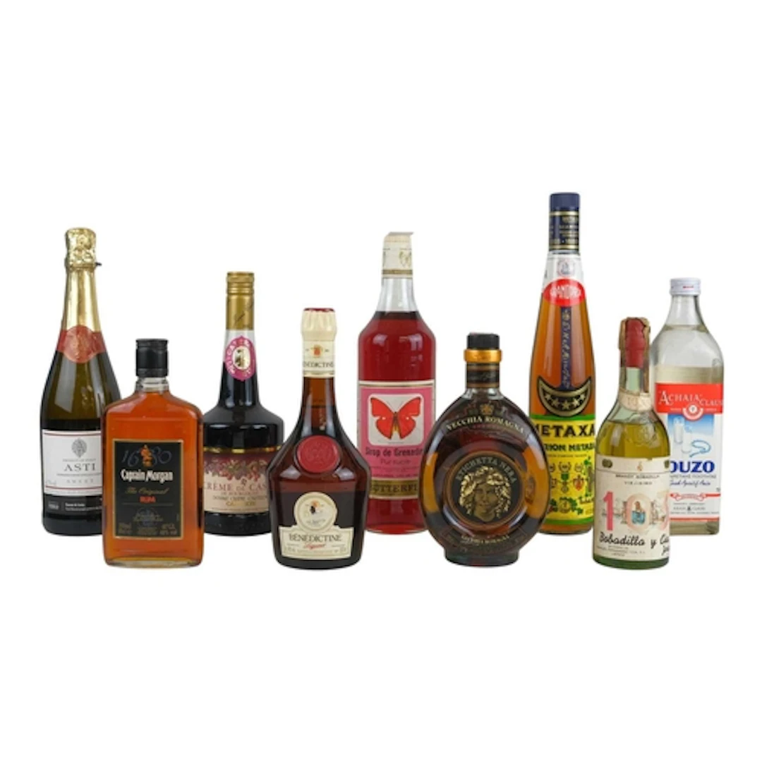 Nine bottles wines & spirits. Comprises of one 500ml bottle ...