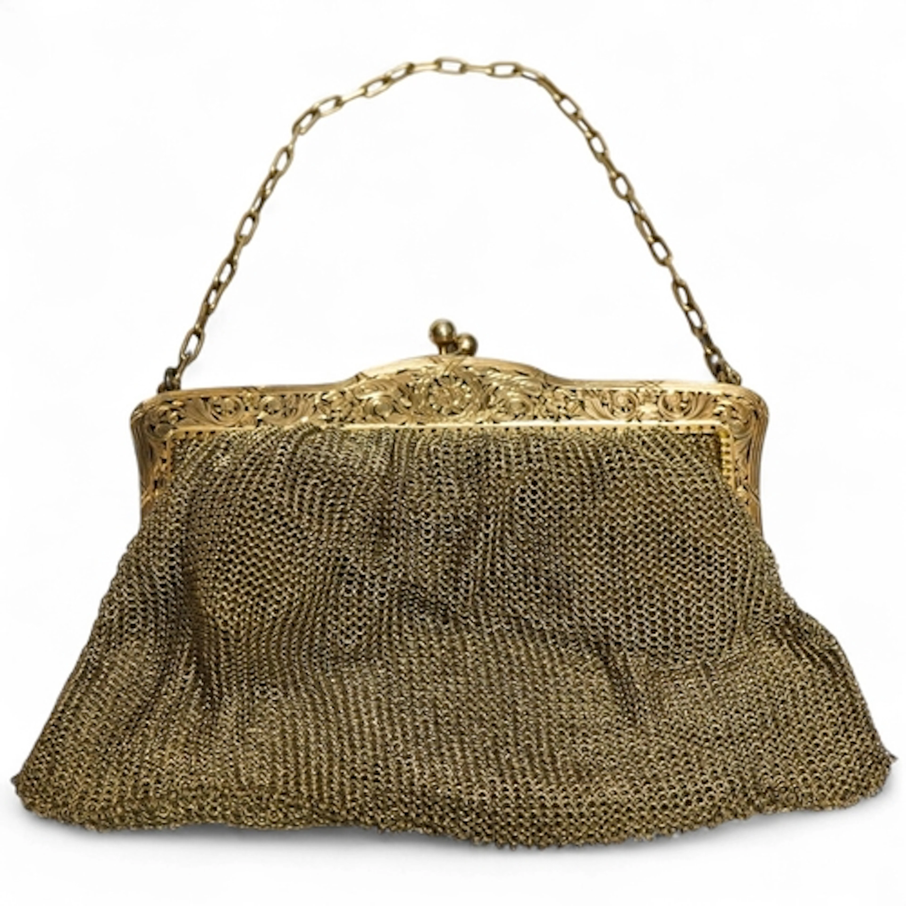 An ealry 20th century French lady's silver-gilt chainmail ev...