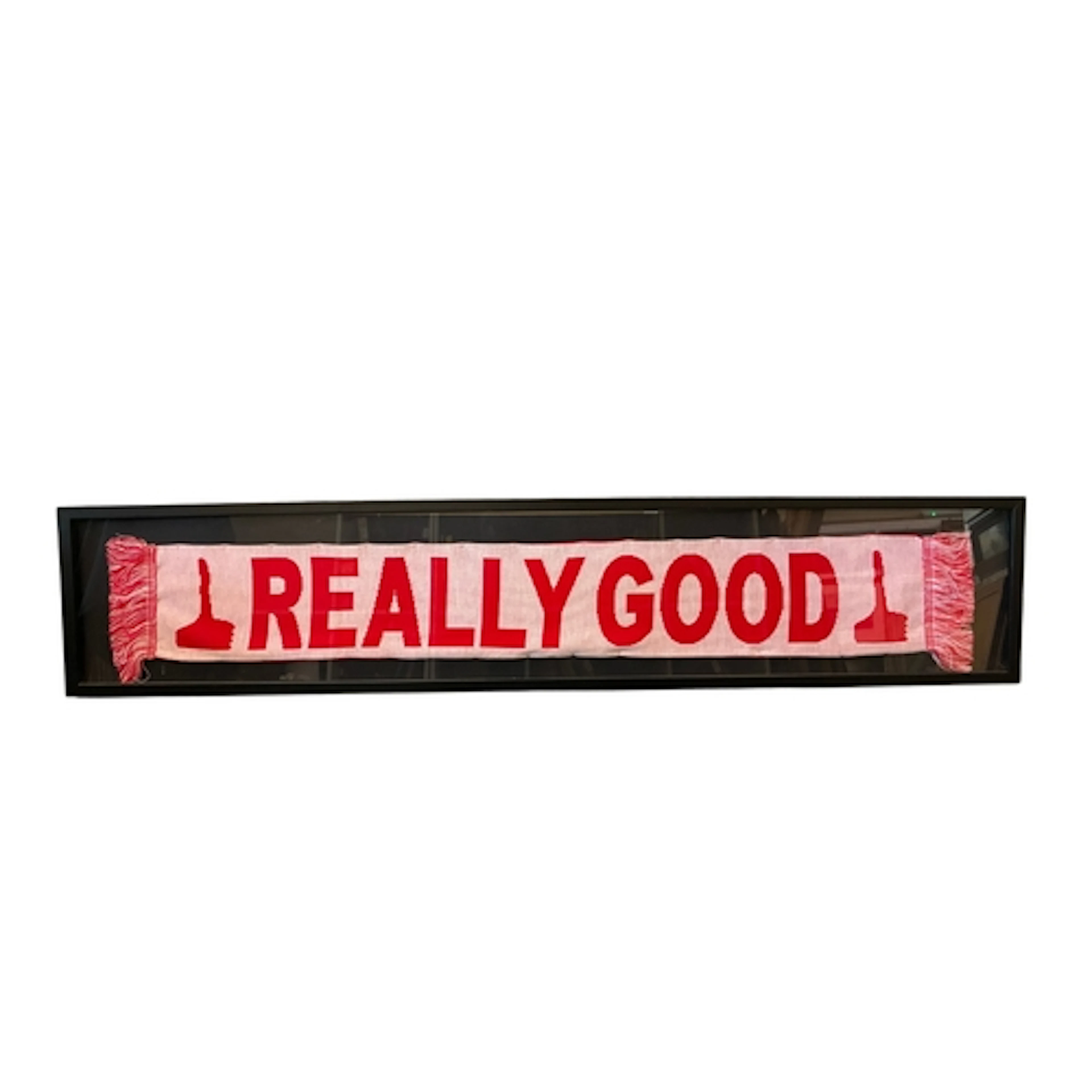 David Shrigley (b.1968) - 'Really Good' scarf, framed and gl...