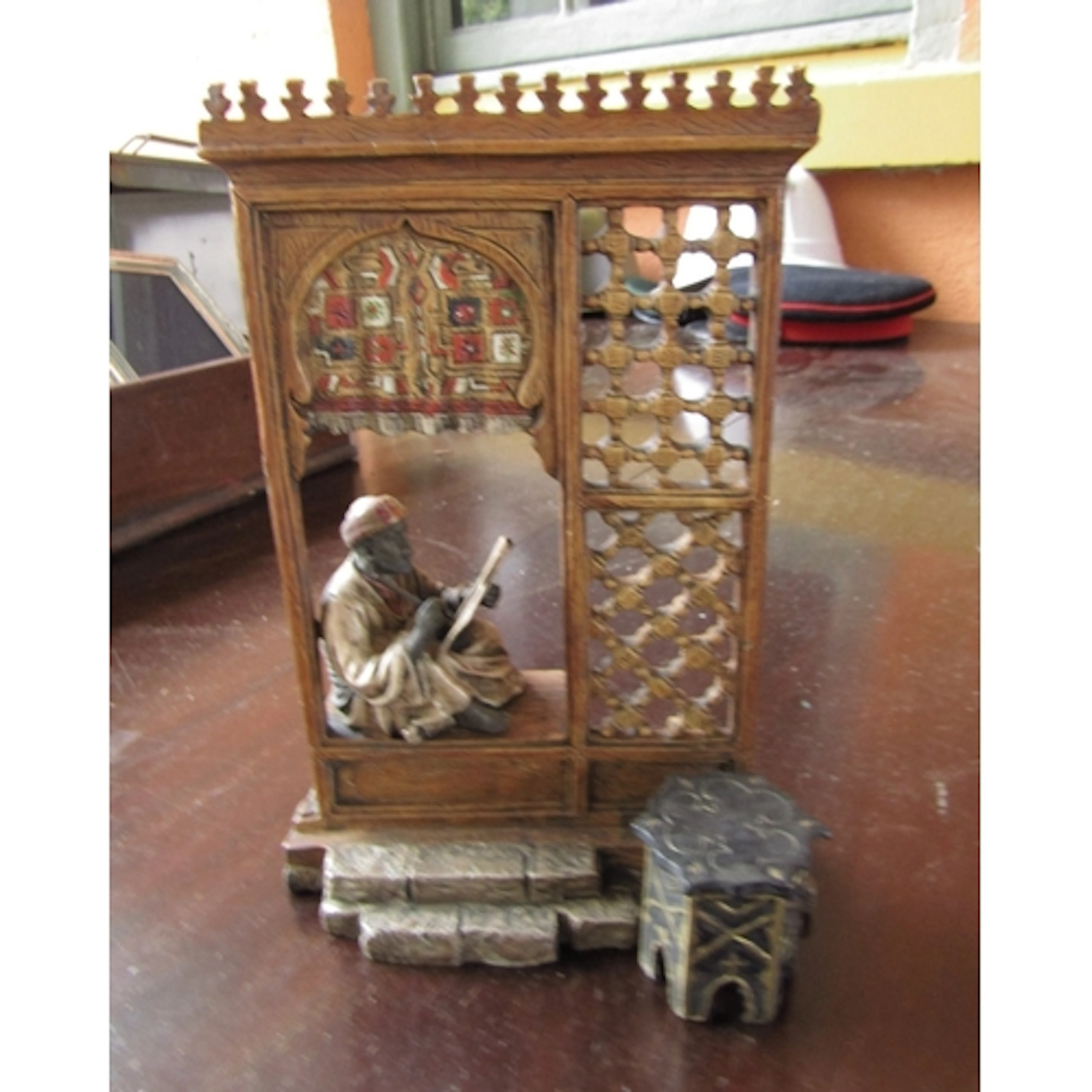 Austrian Cold Painted Bronze Figure of Seated Scribe with At...