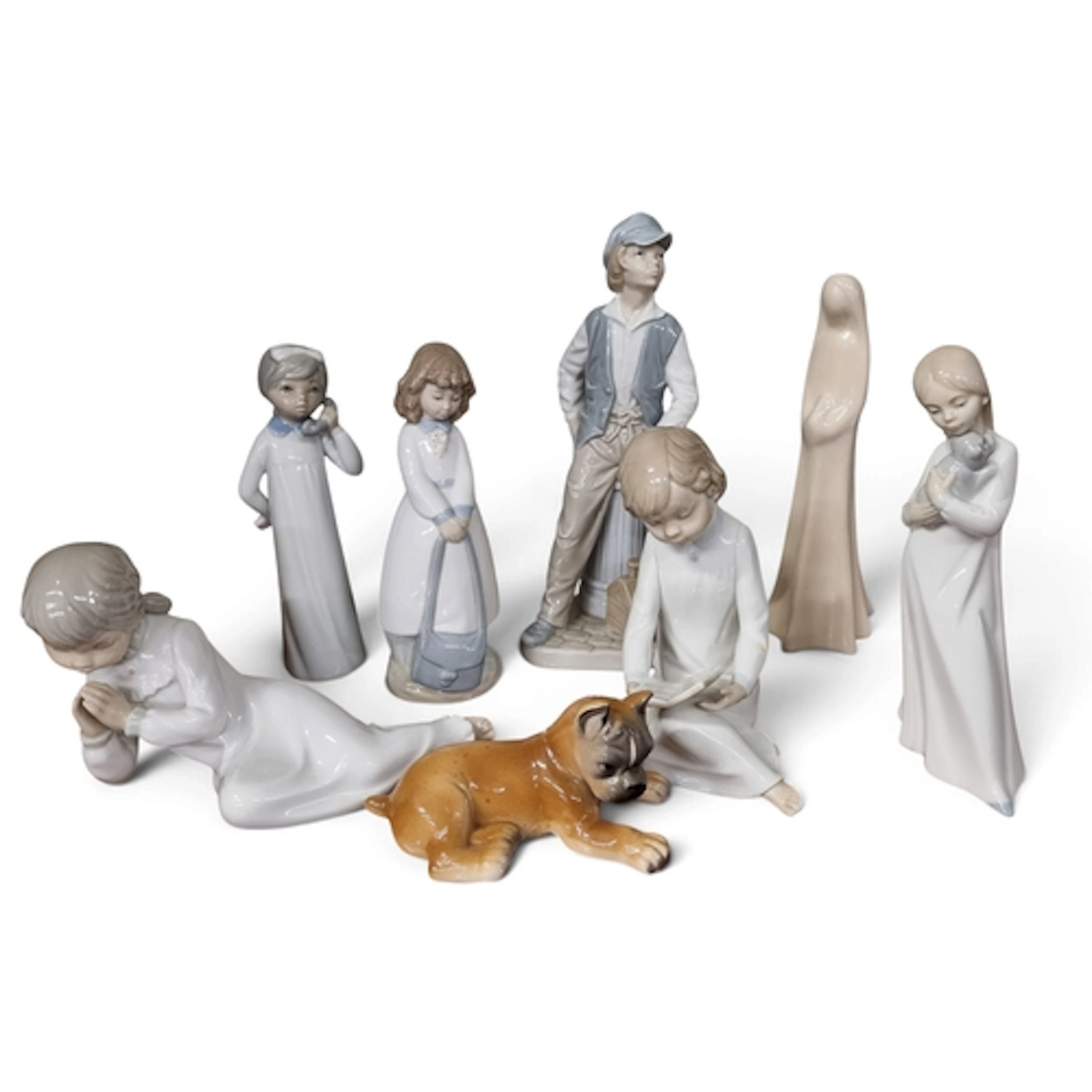 A group of Spanish Figures to include Nao. TB 24 cm approx.