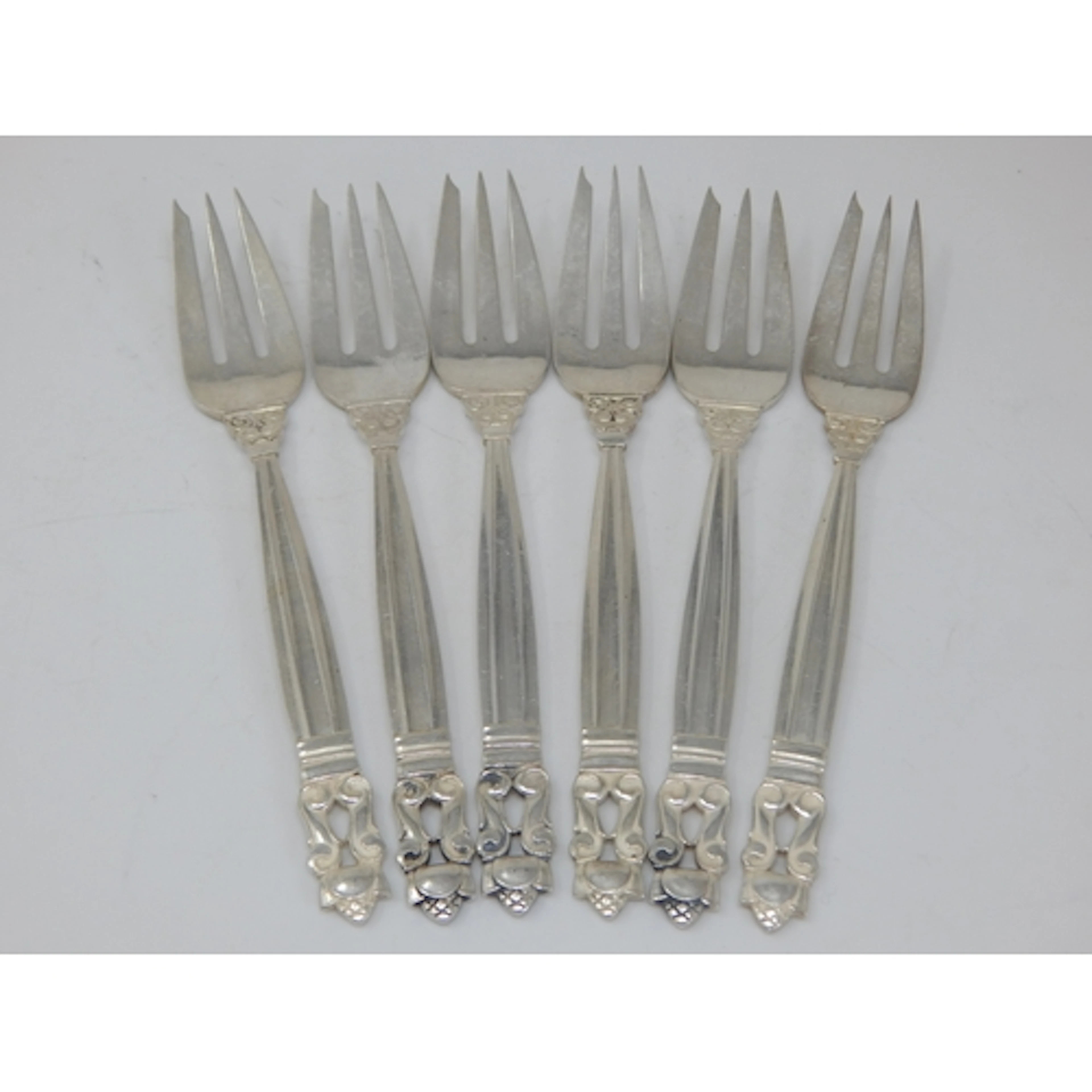 GEORG JENSEN: A Set of 6 Silver Acorn Pattern Cake Forks by ...