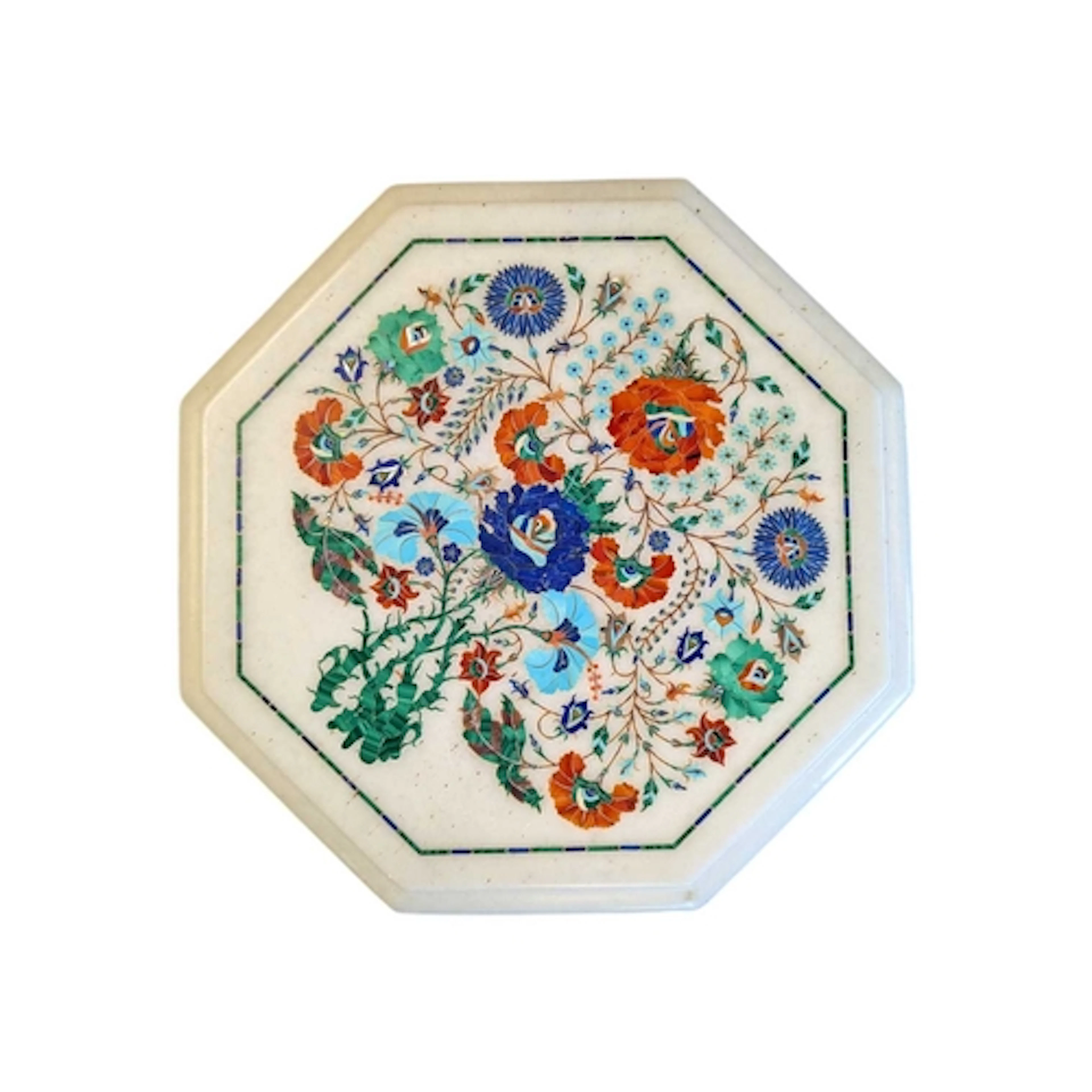 20th century vintage Indian Petra Dura inlaid octagonal marb...