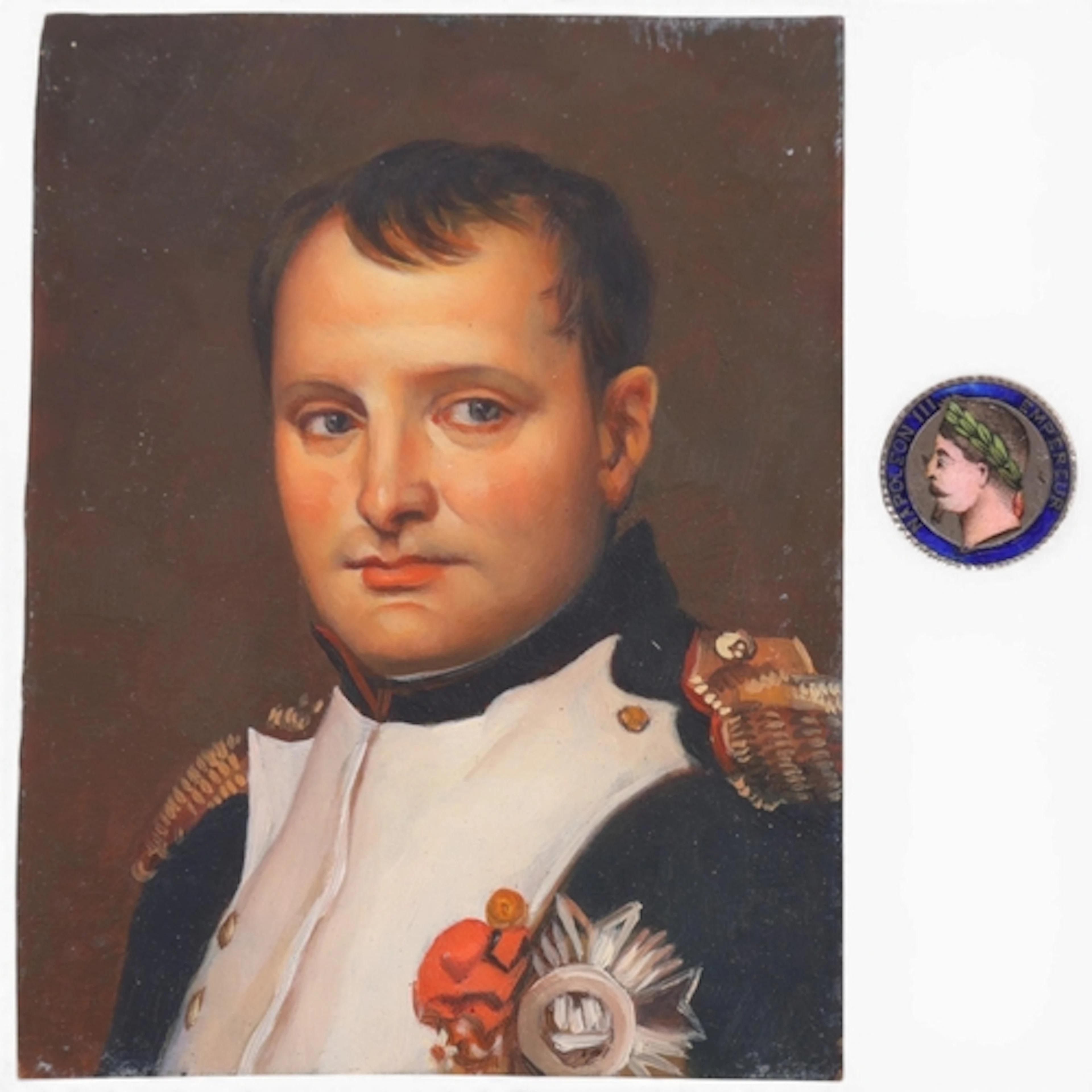 Portrait of Napoleon Bonaparte, miniature oil on copper, uns...