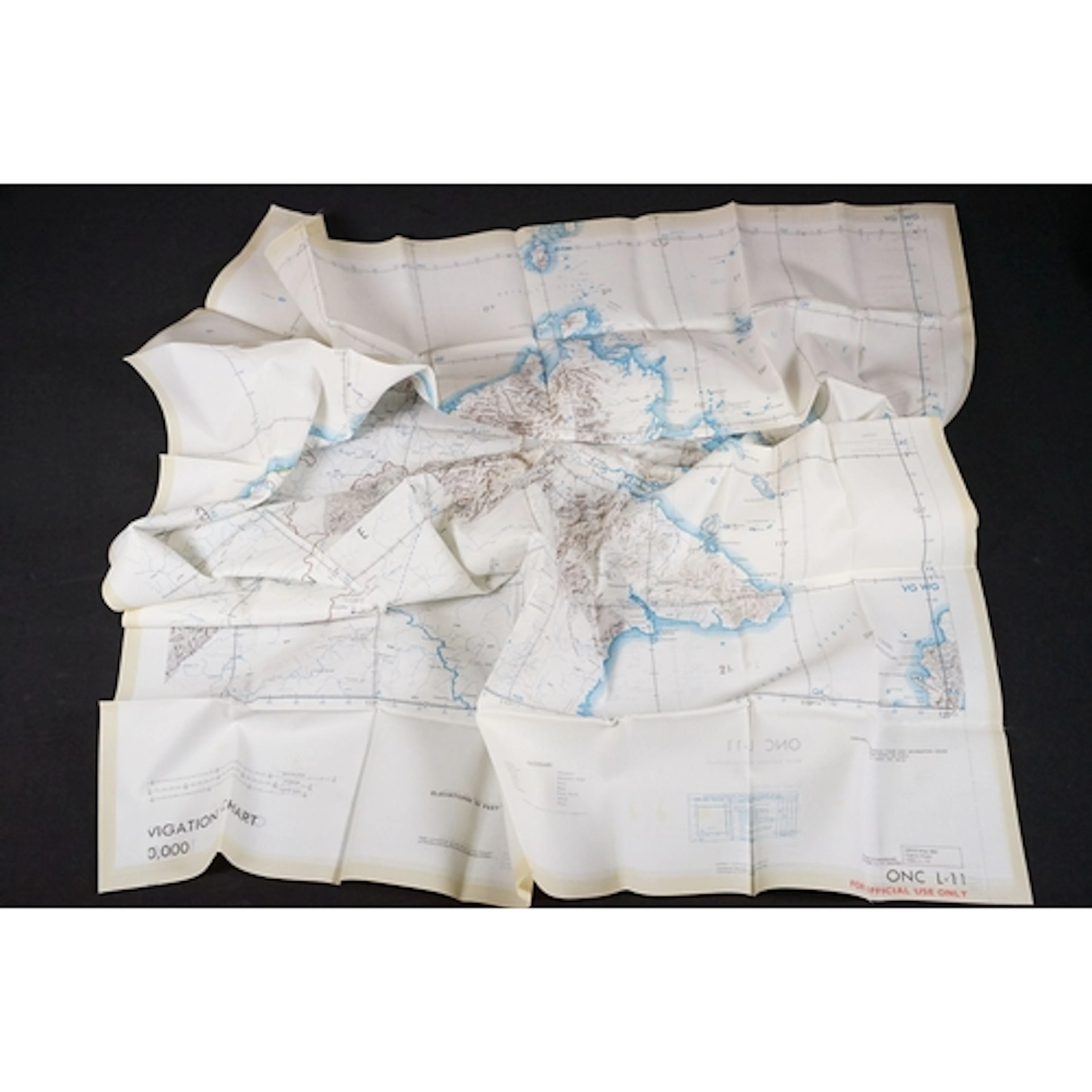 A Royal Air Force / RAF silk escape map covering Brunet, Ind...