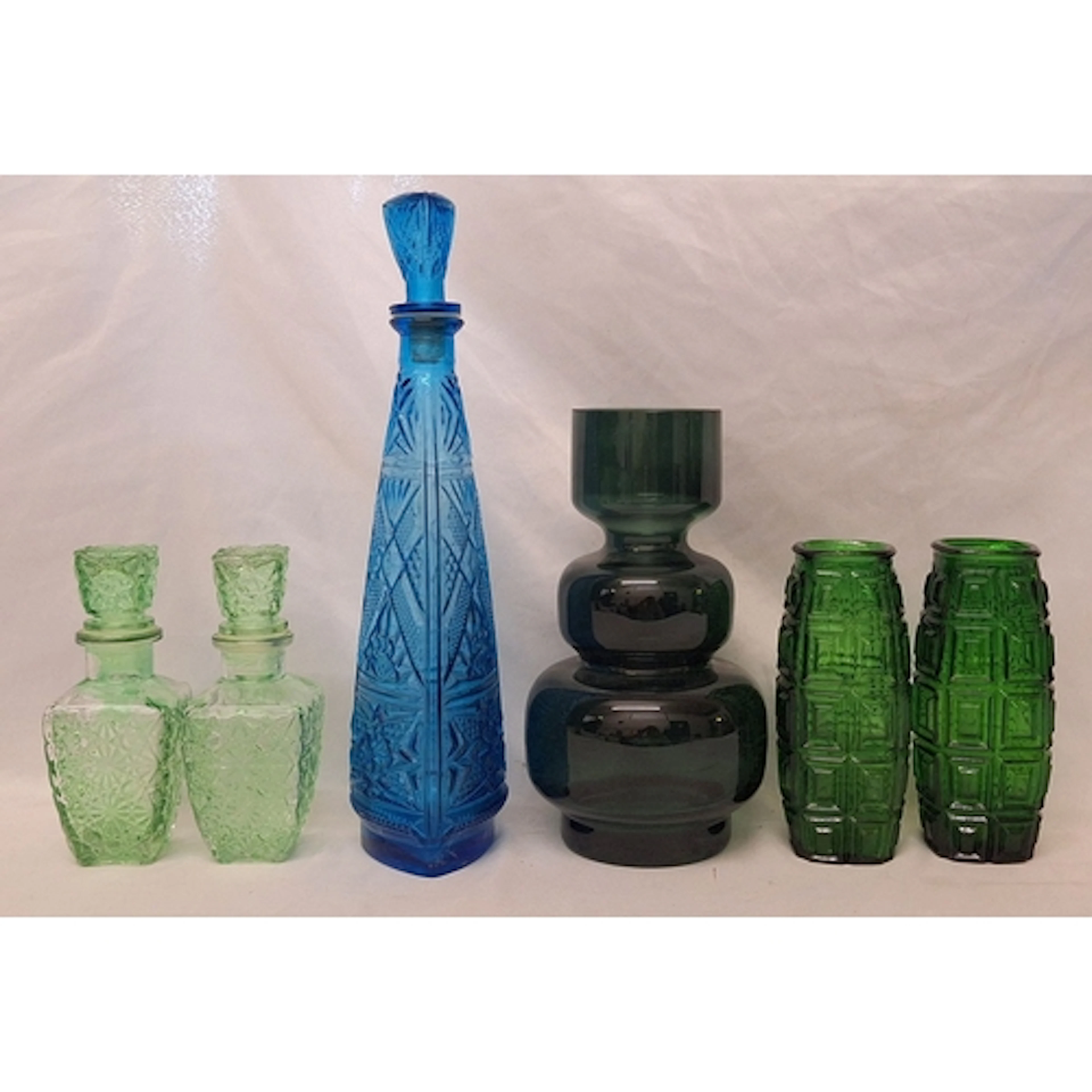 Glassware incl. vintage blue pressed glass Italian style dec...