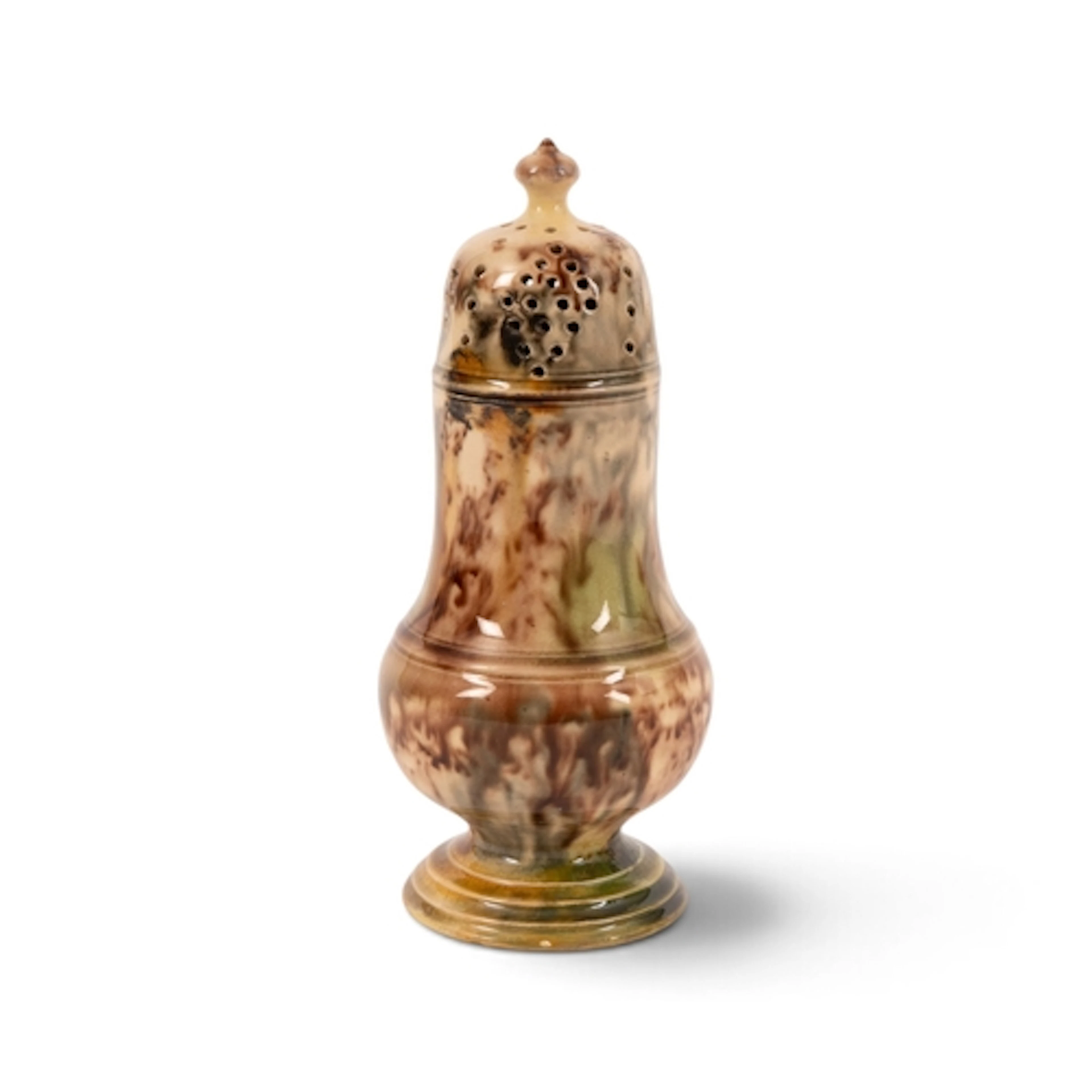 A creamware sugar sifter or caster, c.1760, the baluster for...