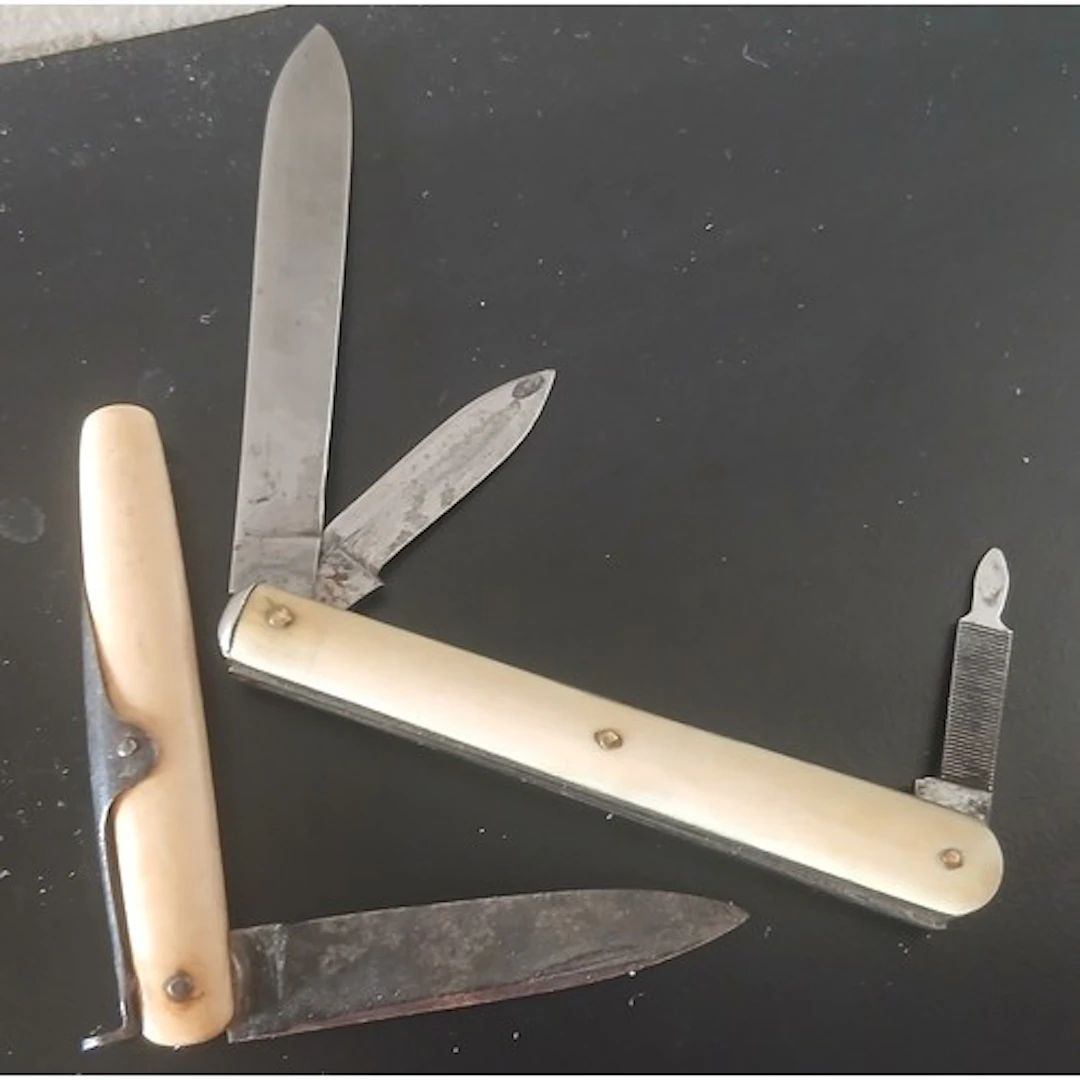 Two Bone Mounted Pocket Knives