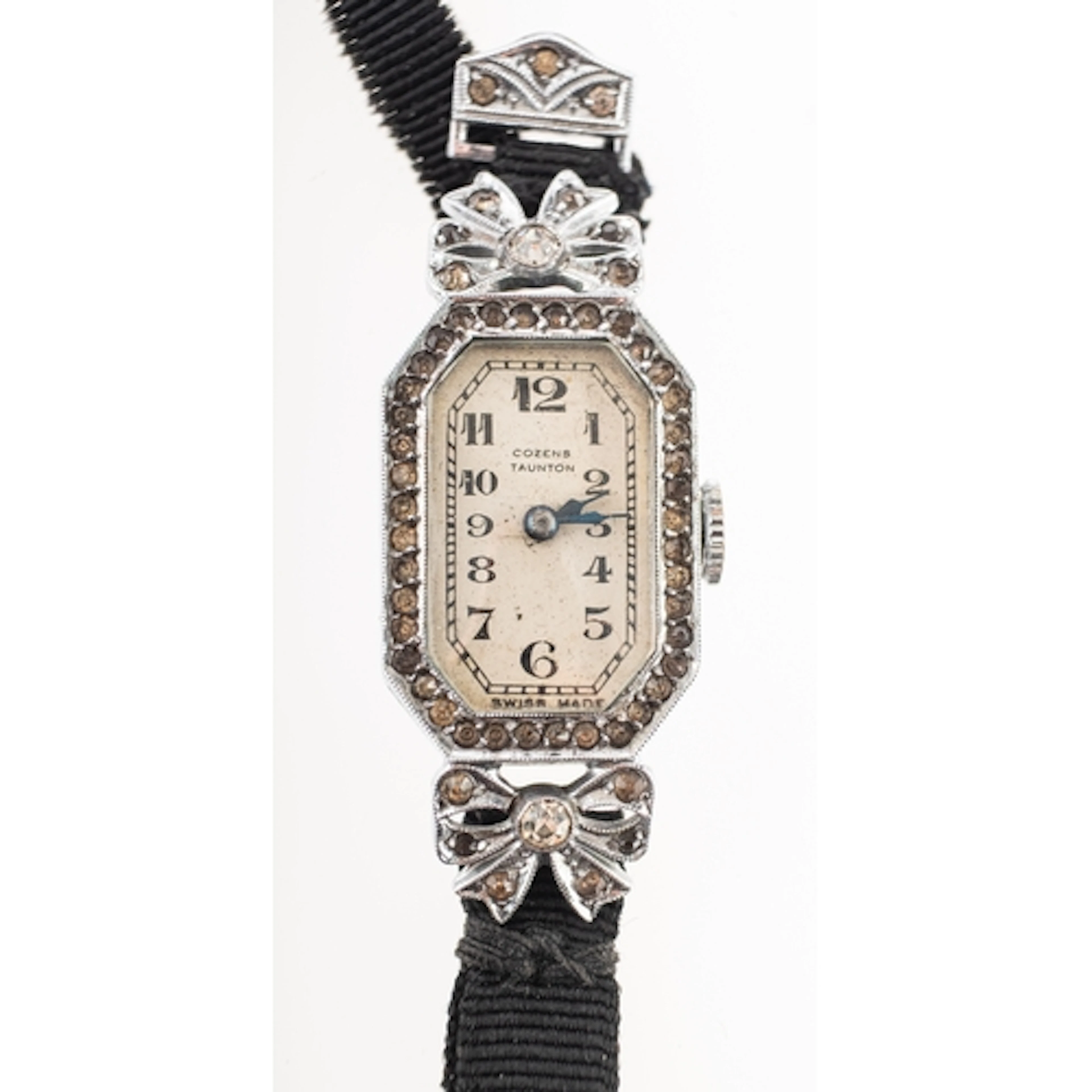 A lady's silver Art Deco cocktail watch the shaped rectangul...