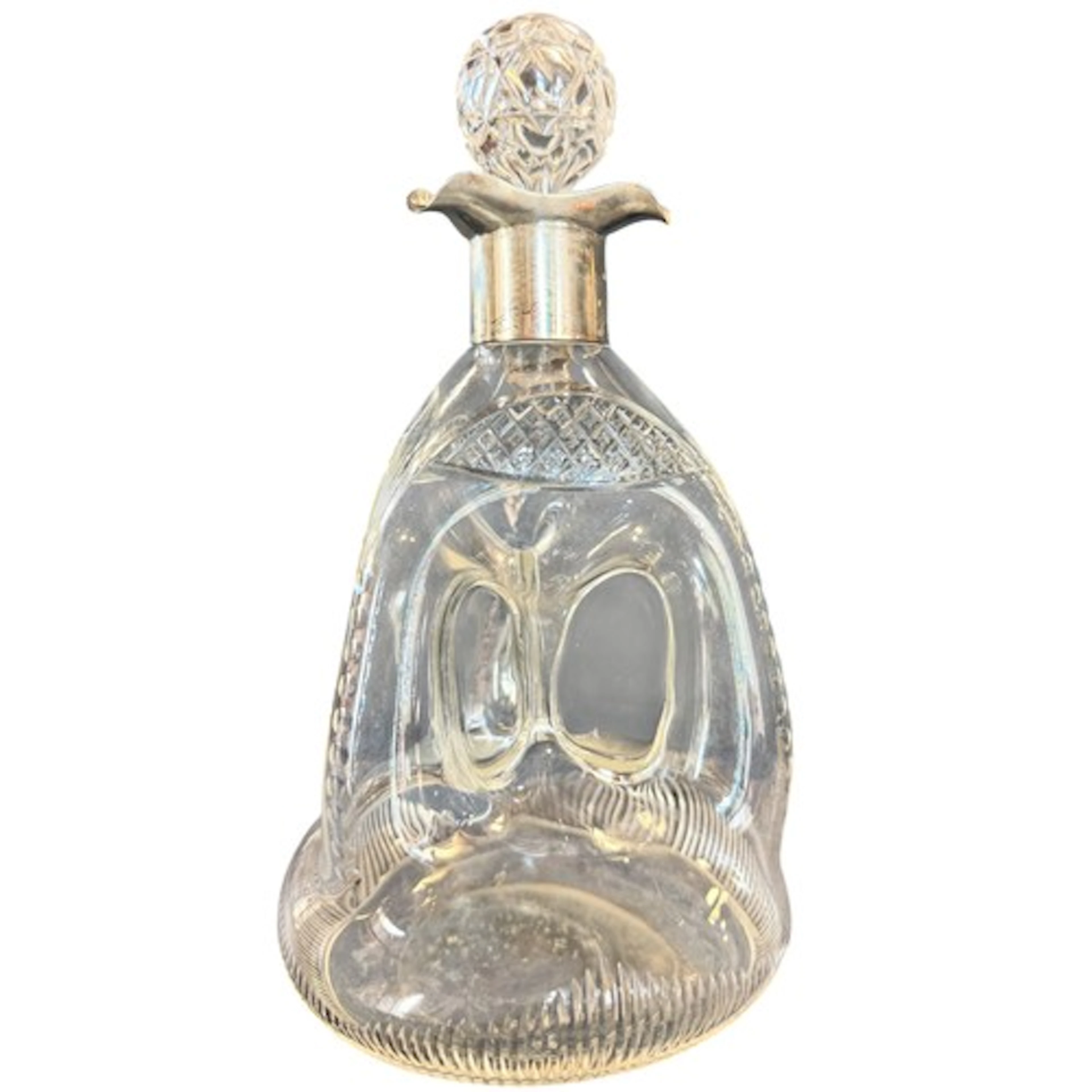 An Edwardian silver-collared cut-glass glug-glug decanter, C...