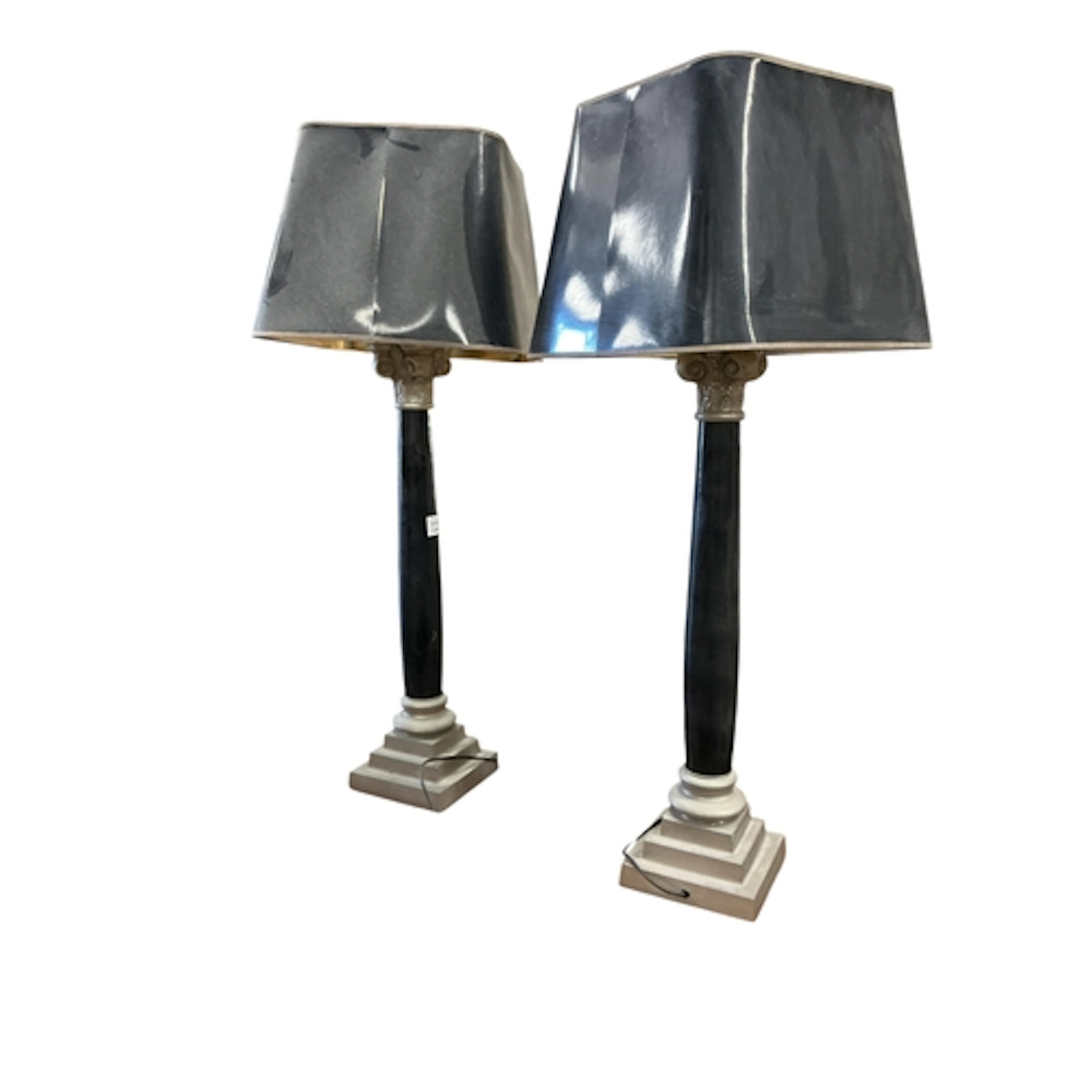 A pair of modern Corinthian column table lamps, overall heig...