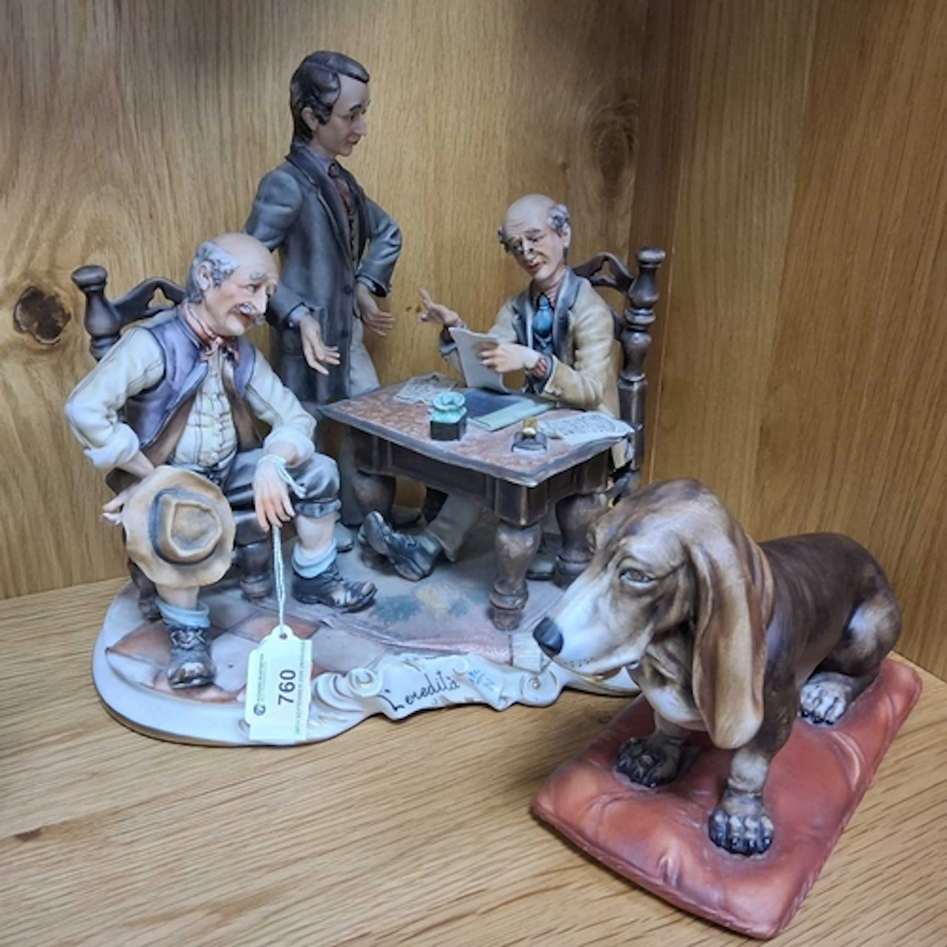 TWO CAPODIMONTE SCULPTURES, comprising a figural group by Ro...