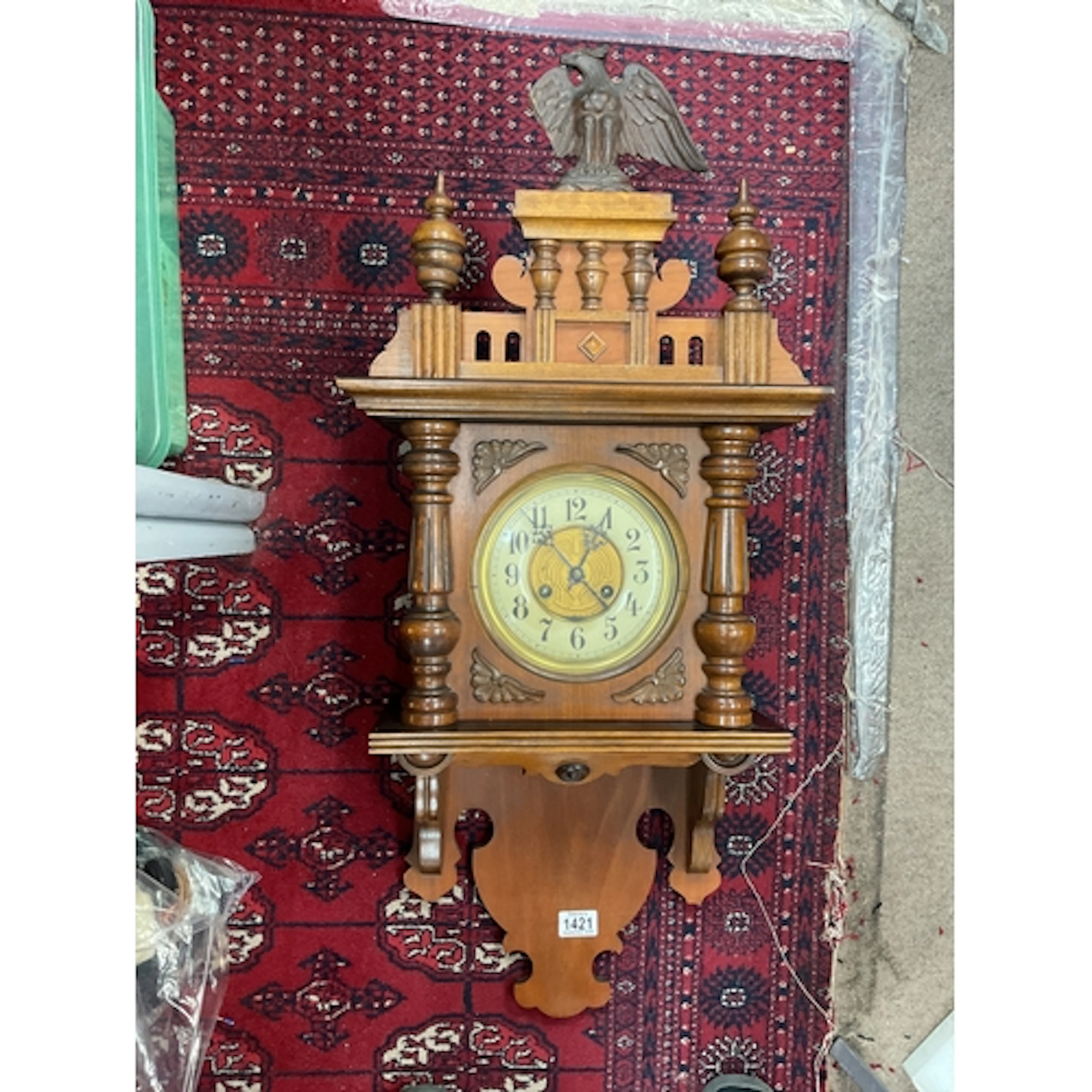 Mahogany wall clock 8 day movement. NO RESERVE