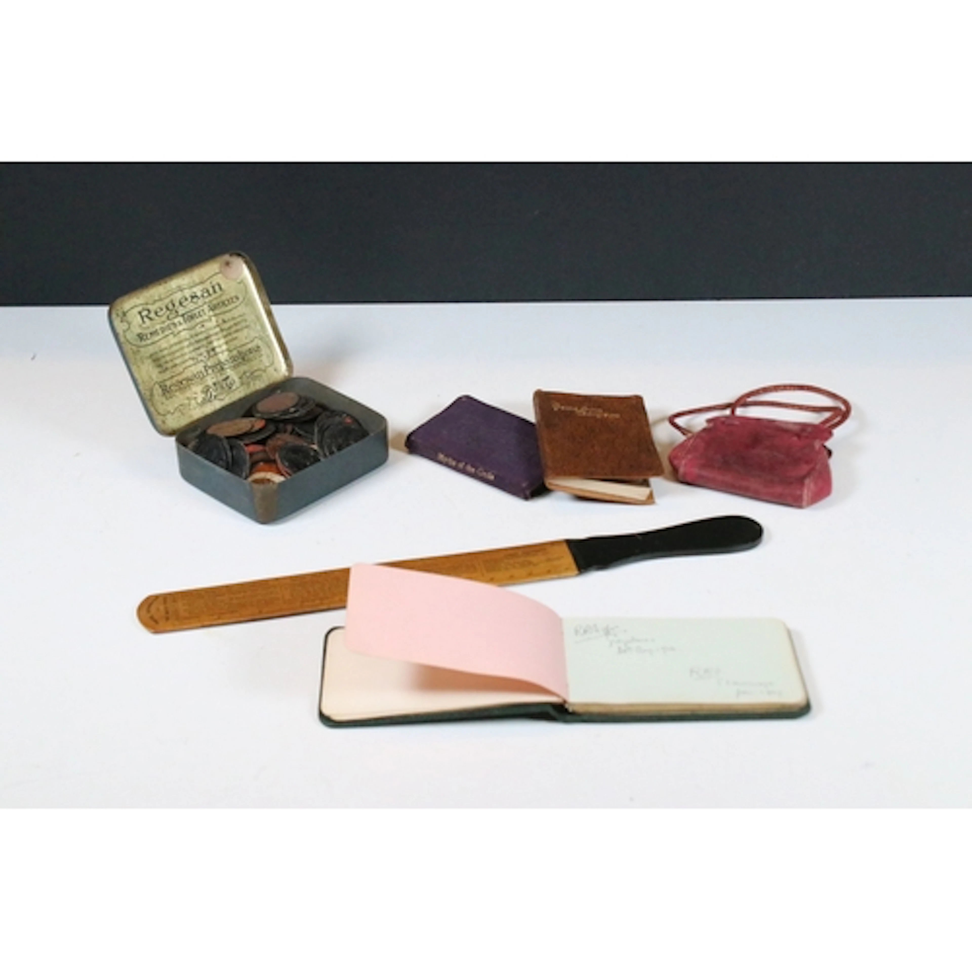 Group of collectibles to include treen handled stick, metal ...
