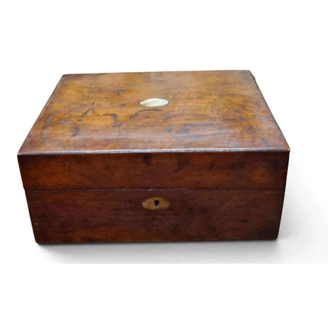 A 19th Century Mahogany Box with mother of pearl Inlay. W 25...