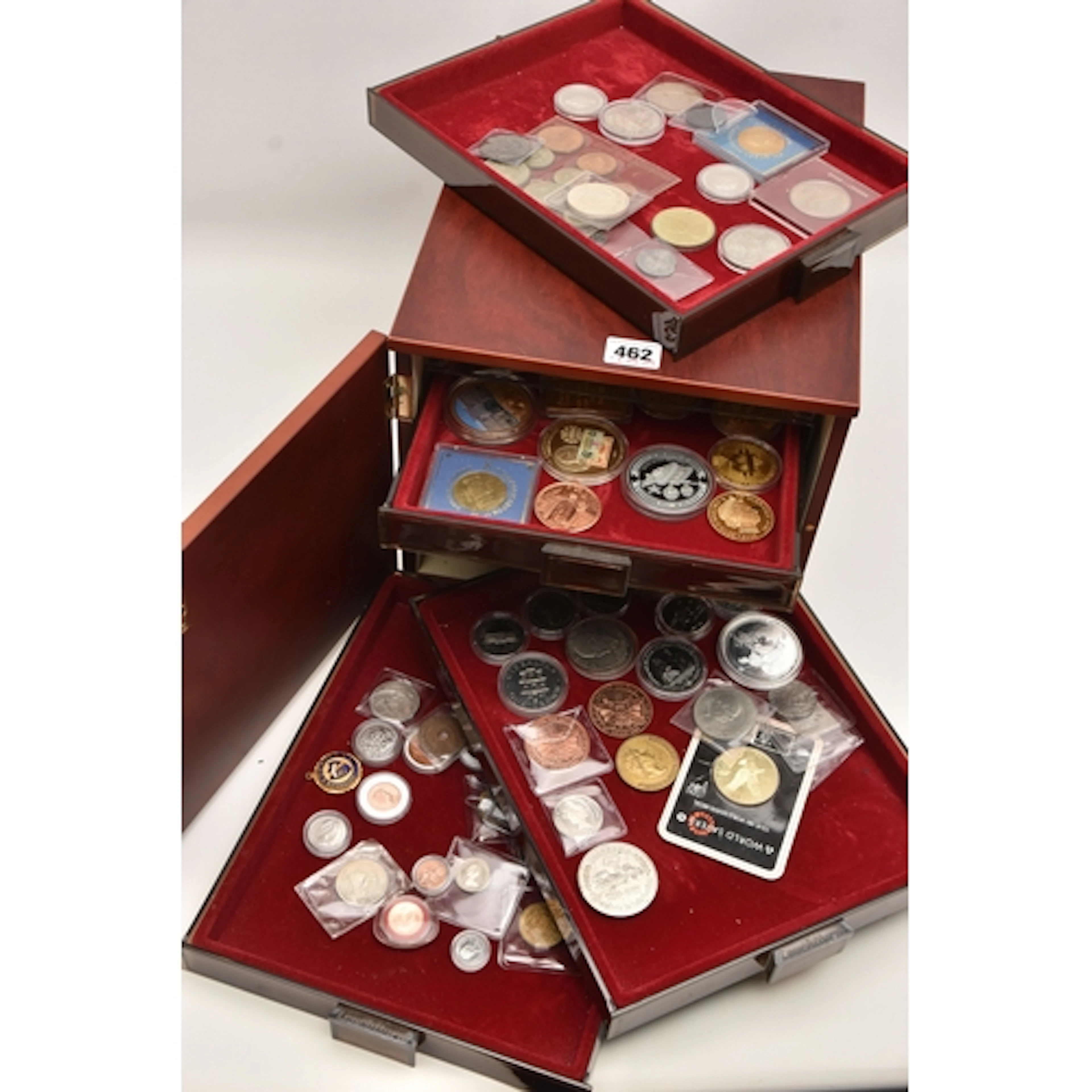 A Leuchtturn Coin Presentation Cabinet containing 6 Trays of...