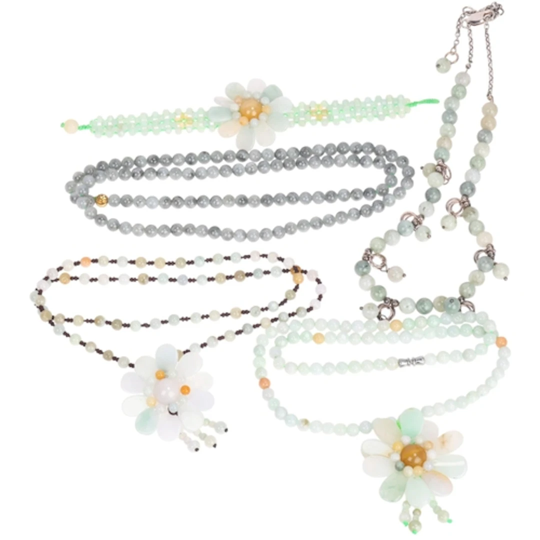 A quantity of jade bead necklaces, 240g gross