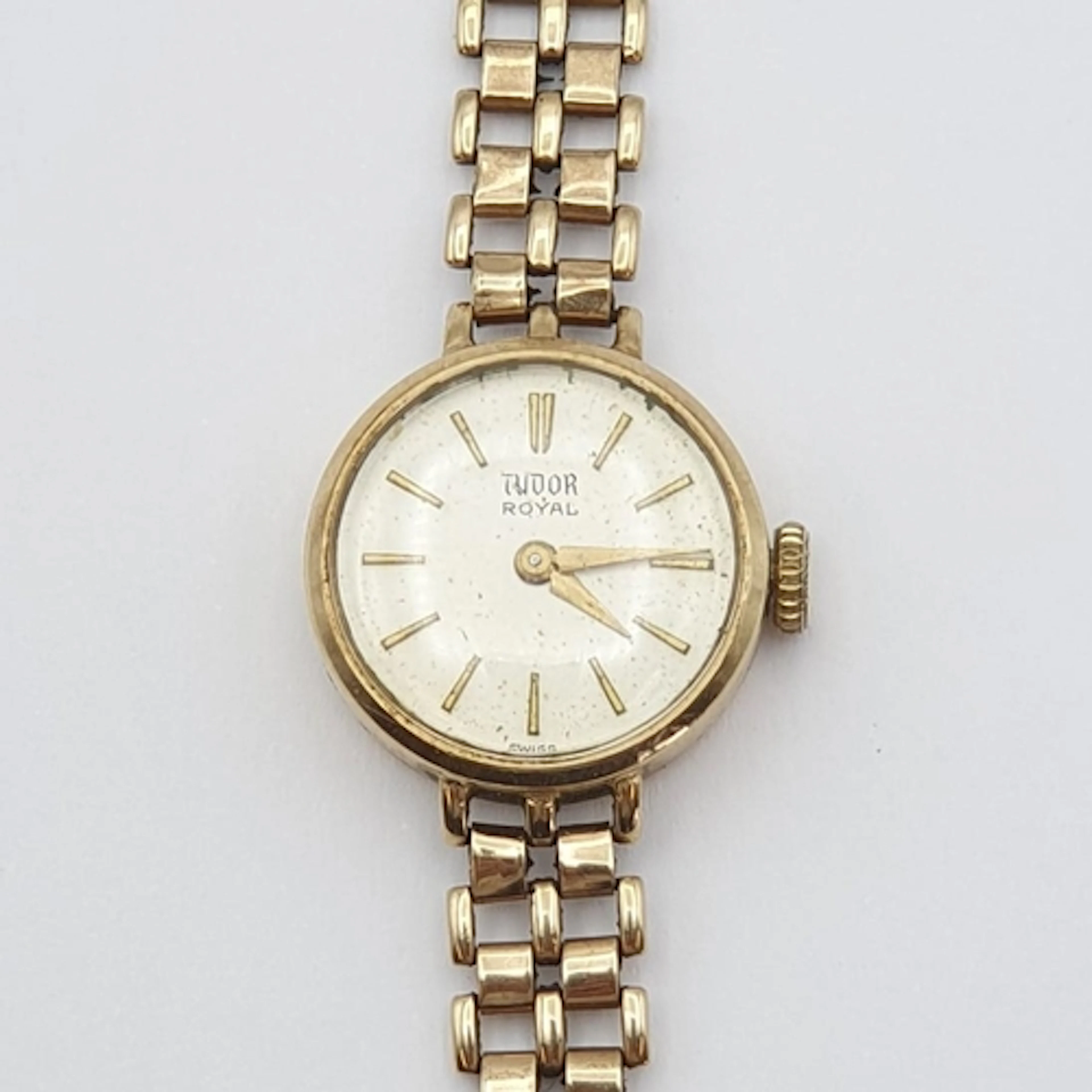 A 1930s Tudor Royal lady's Wristwatch, the cream enamel dial...