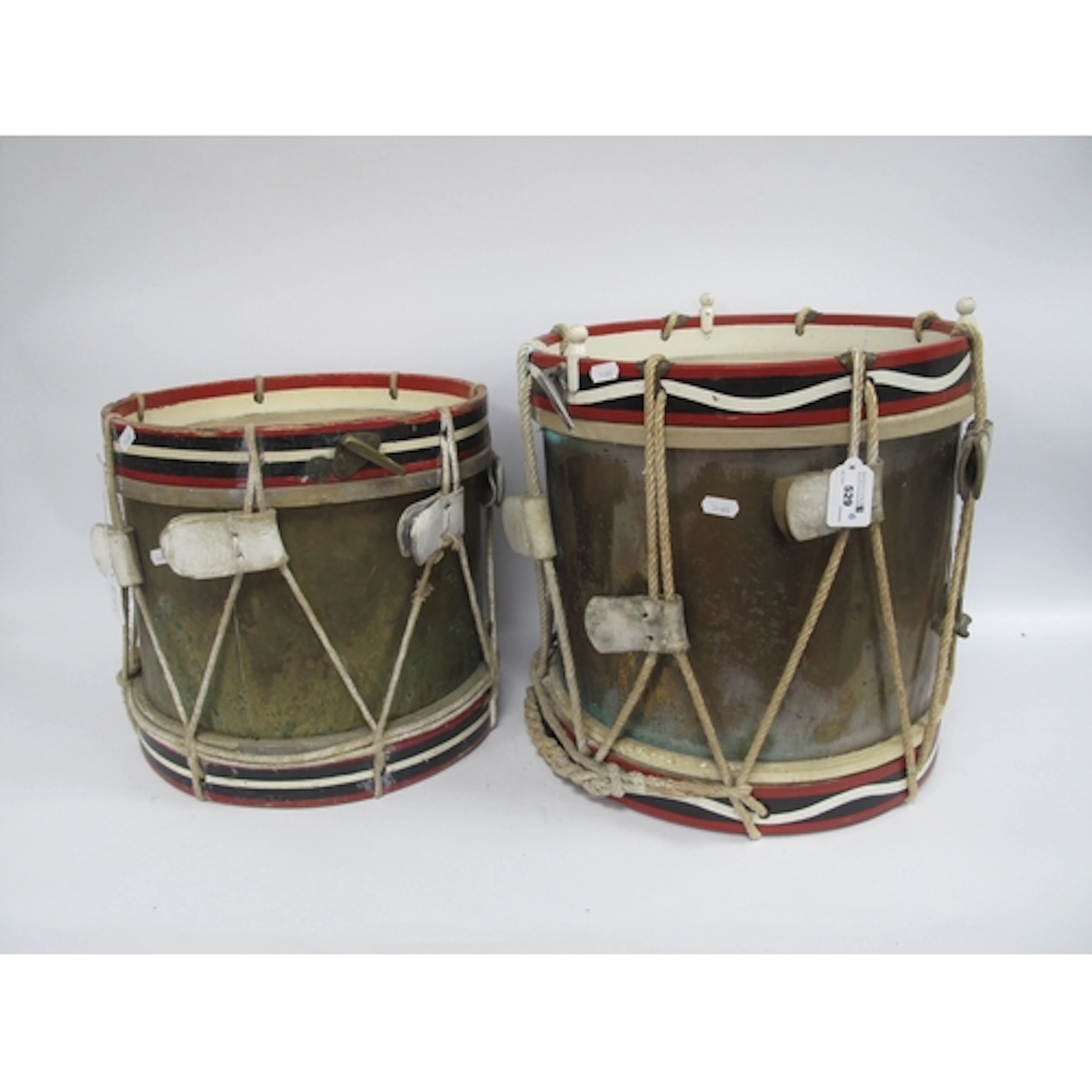 WWII British Army Marching Snare Drums, larger drum stamped ...