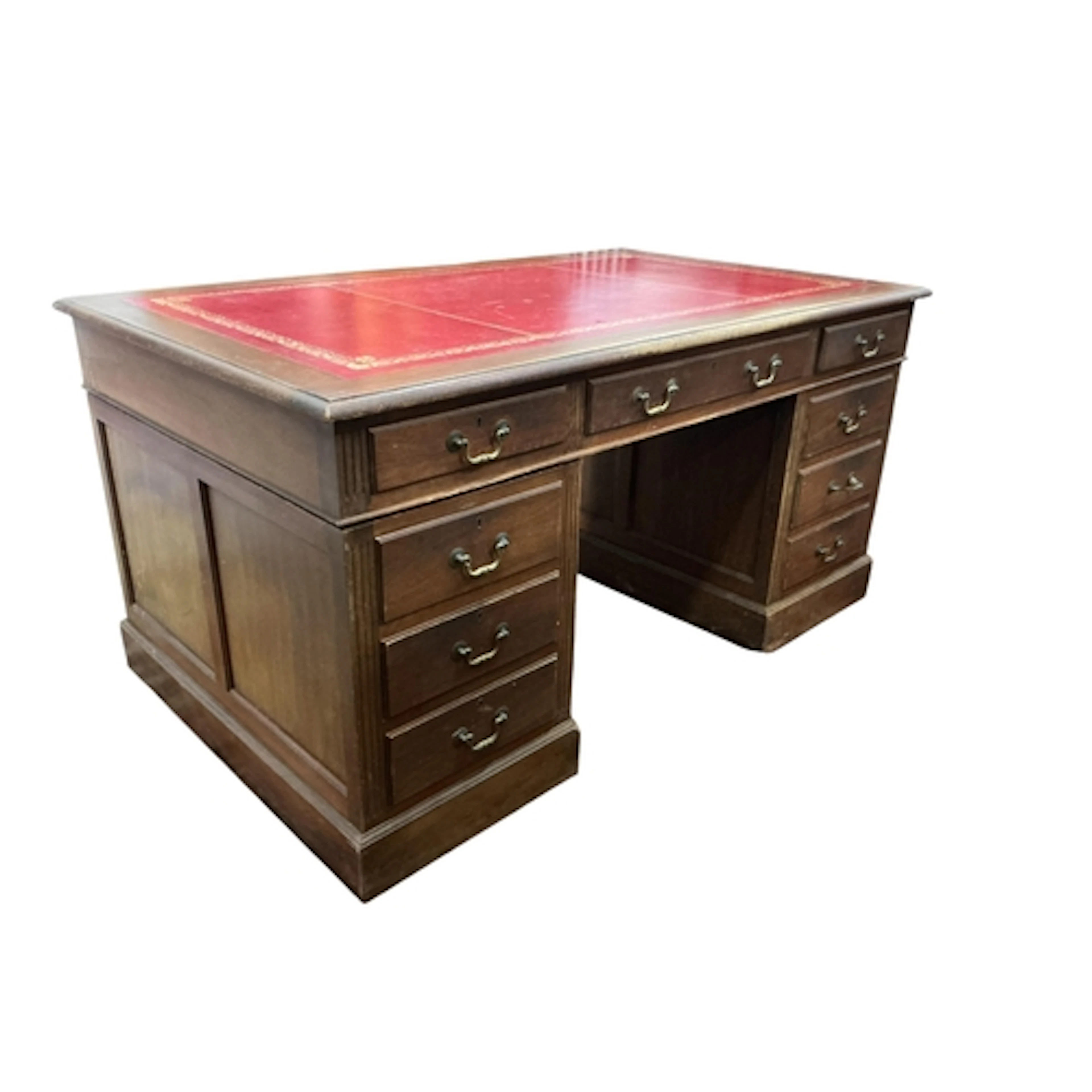 An mahogany twin pedestal desk, width 153cm, depth 92cm, hei...