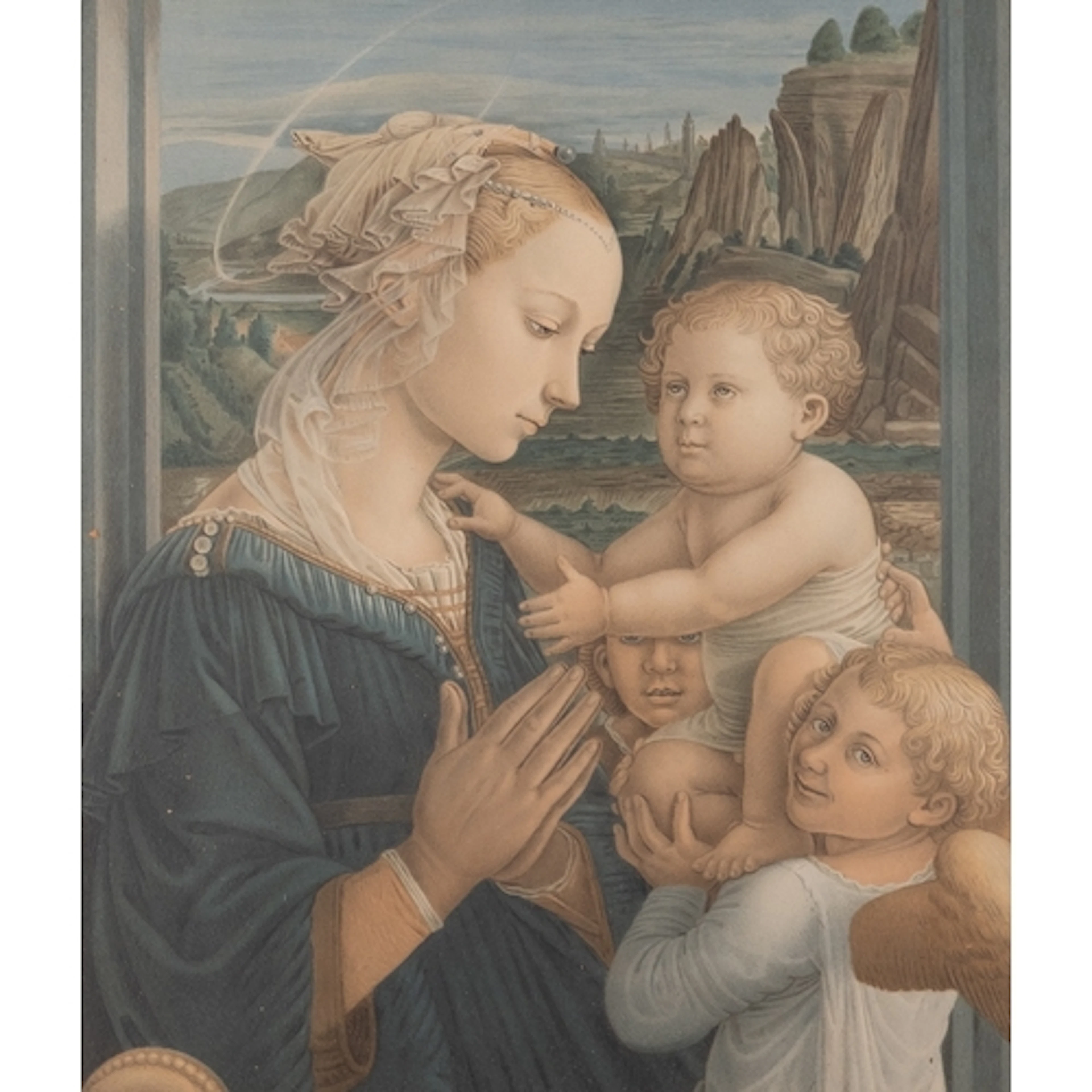 After Fra Filippo Lippi (Italian, c1406-1469) - 'Madonna an...