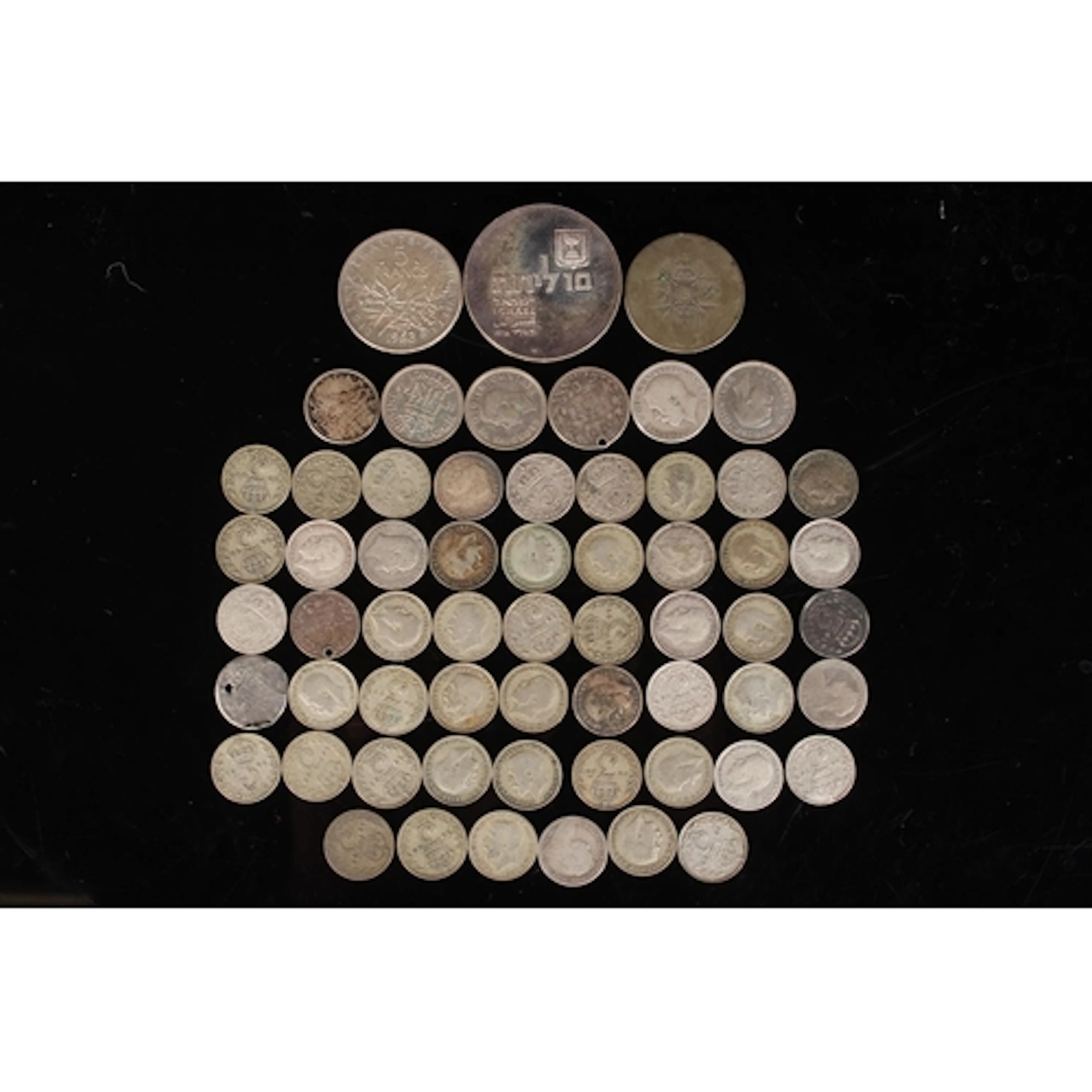 ISRAEL ten lirot 1974 [900 grade silver, 26g, 37mm]. FRANCE ...