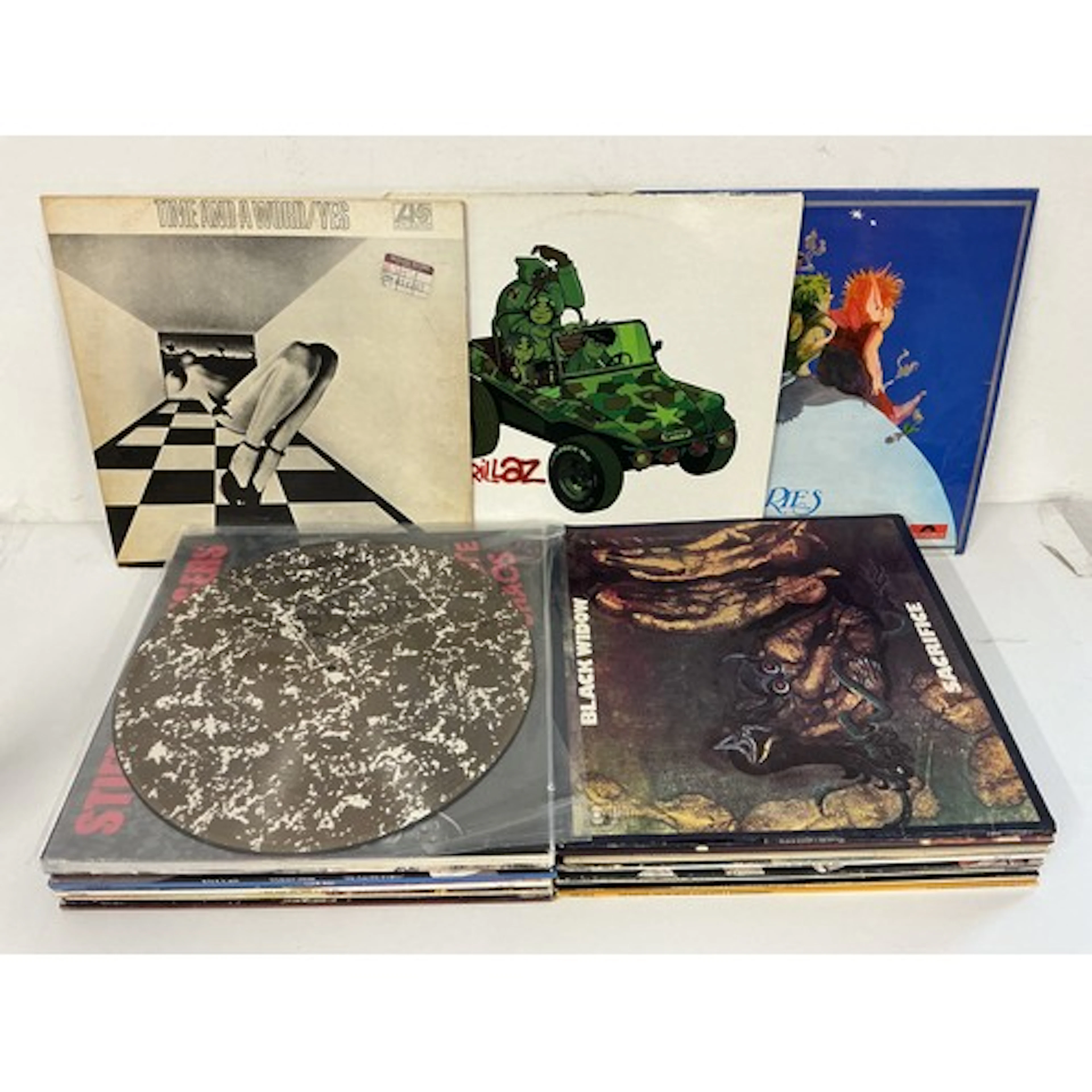 Two bags containing 27 LPs by various artists including Yes,...