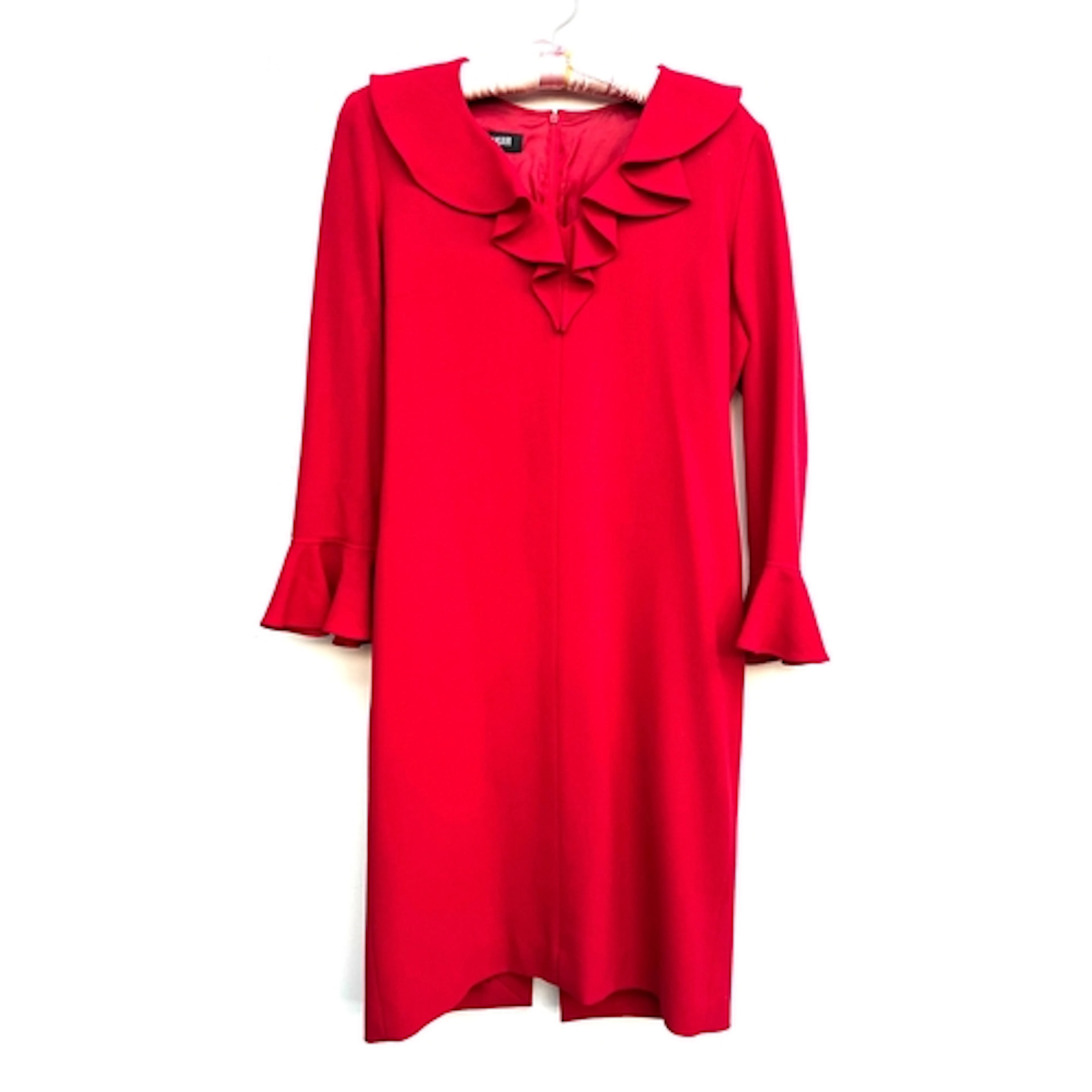 A Jean Muir red wool dress, size 12; together with a Jean Mu...