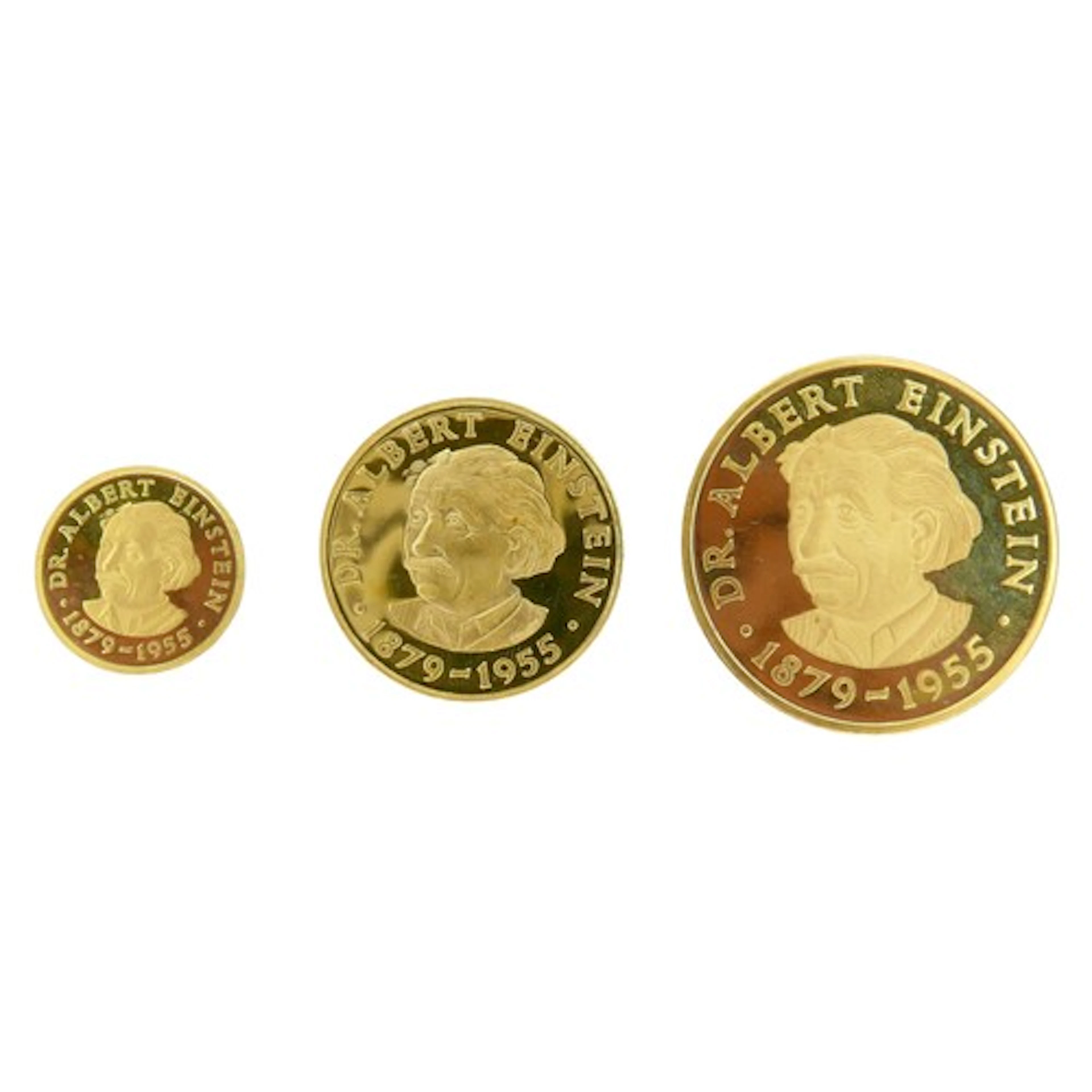 Albert Einstein (1879-1955), set of three gold 22ct Medals, ...