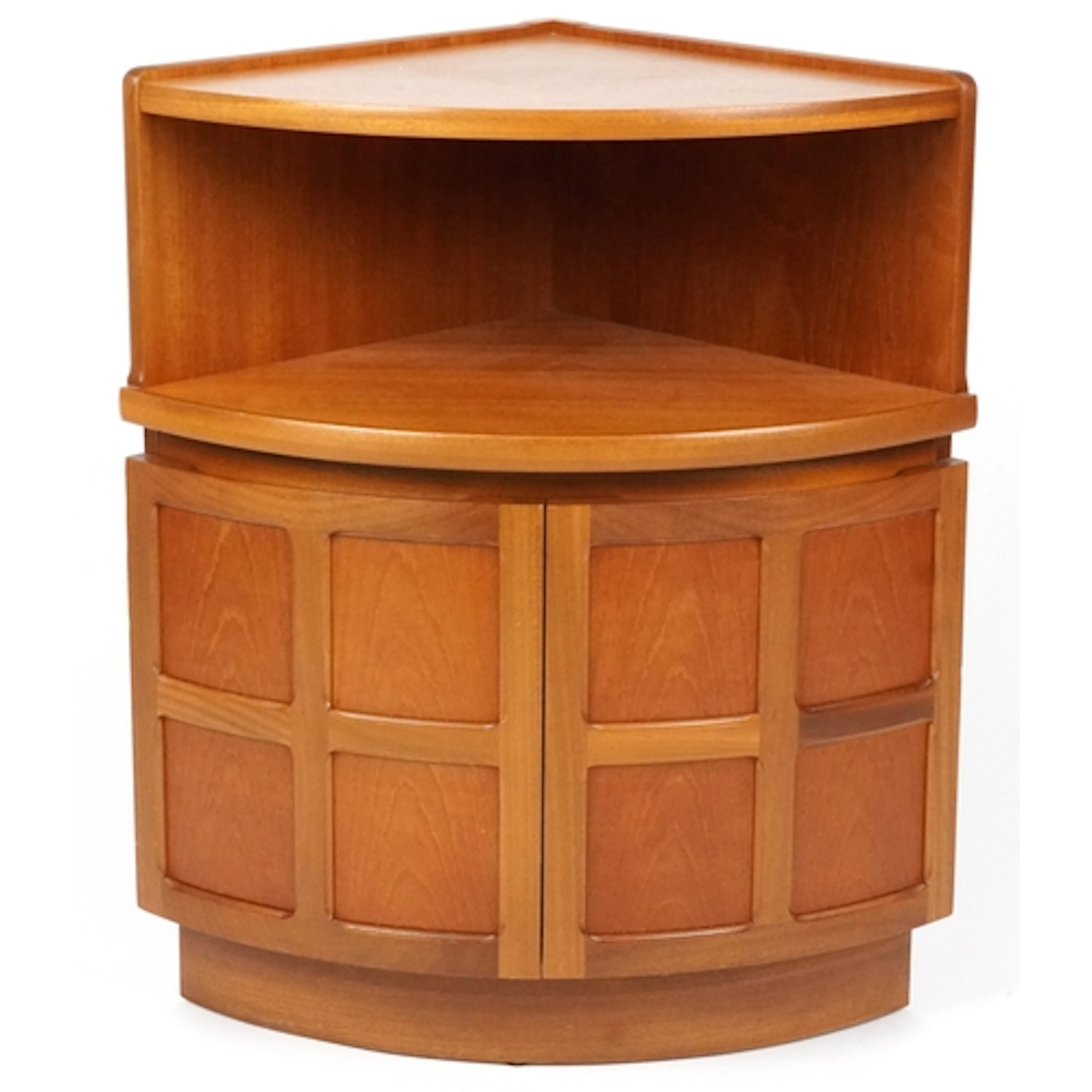 Nathan Furniture mid century teak corner cabinet with open s...