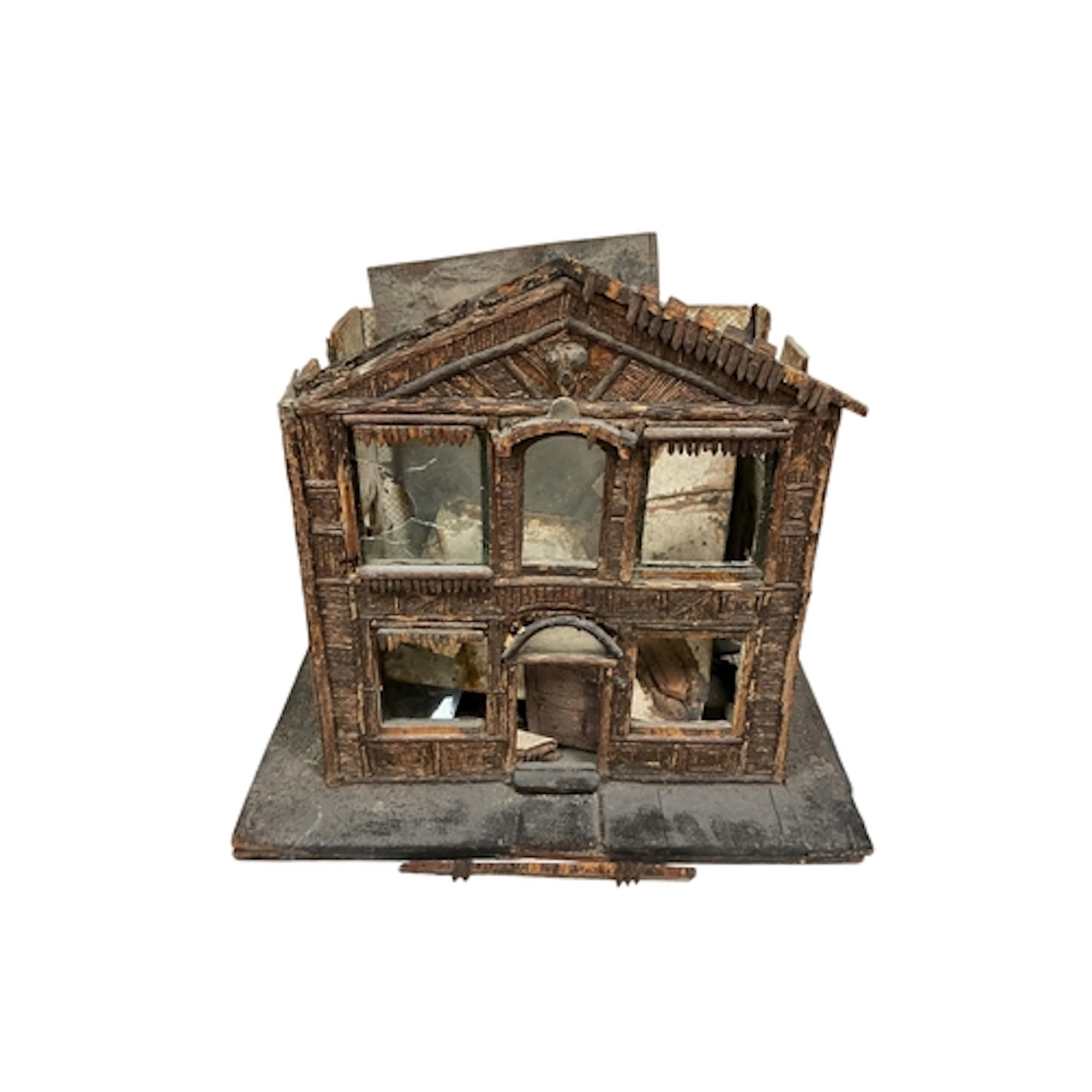 19th century French dolls house of naive construction, 36cm ...