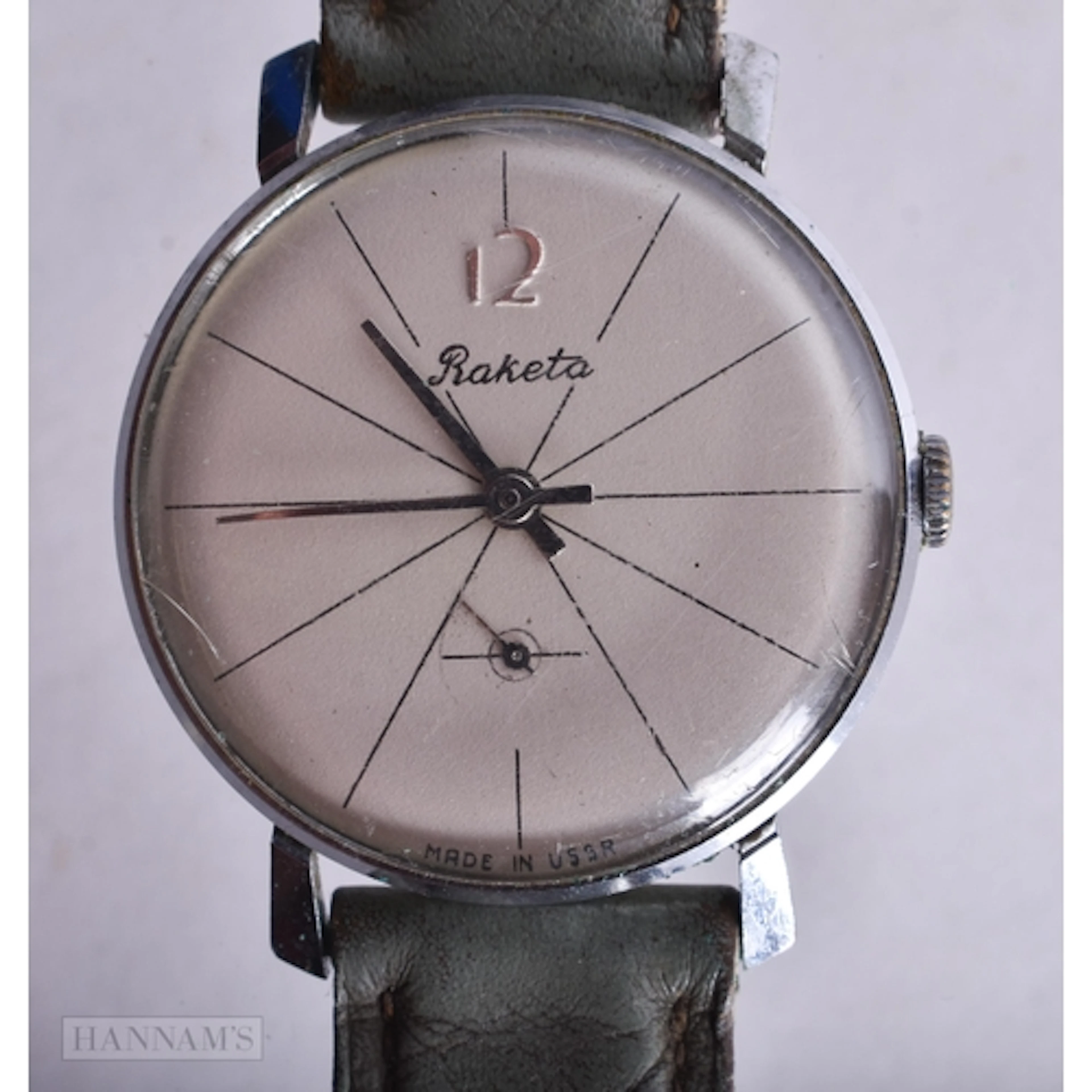 Raketa Small Seconds Hand-Wind Watch Working. 3.5 cm wide.