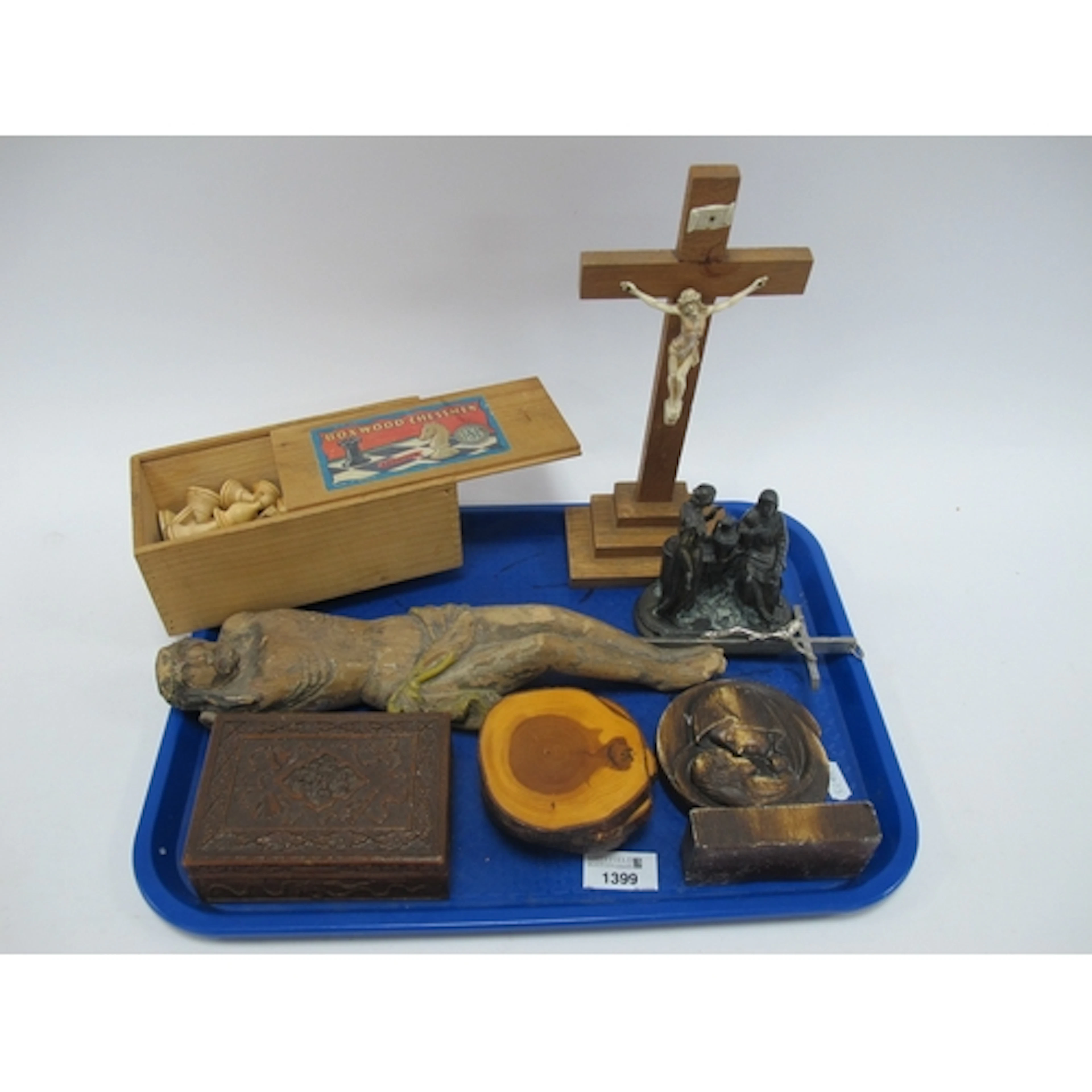 Carved Wooden Figure of Jesus Christ, 32cm long, crucifixes,...