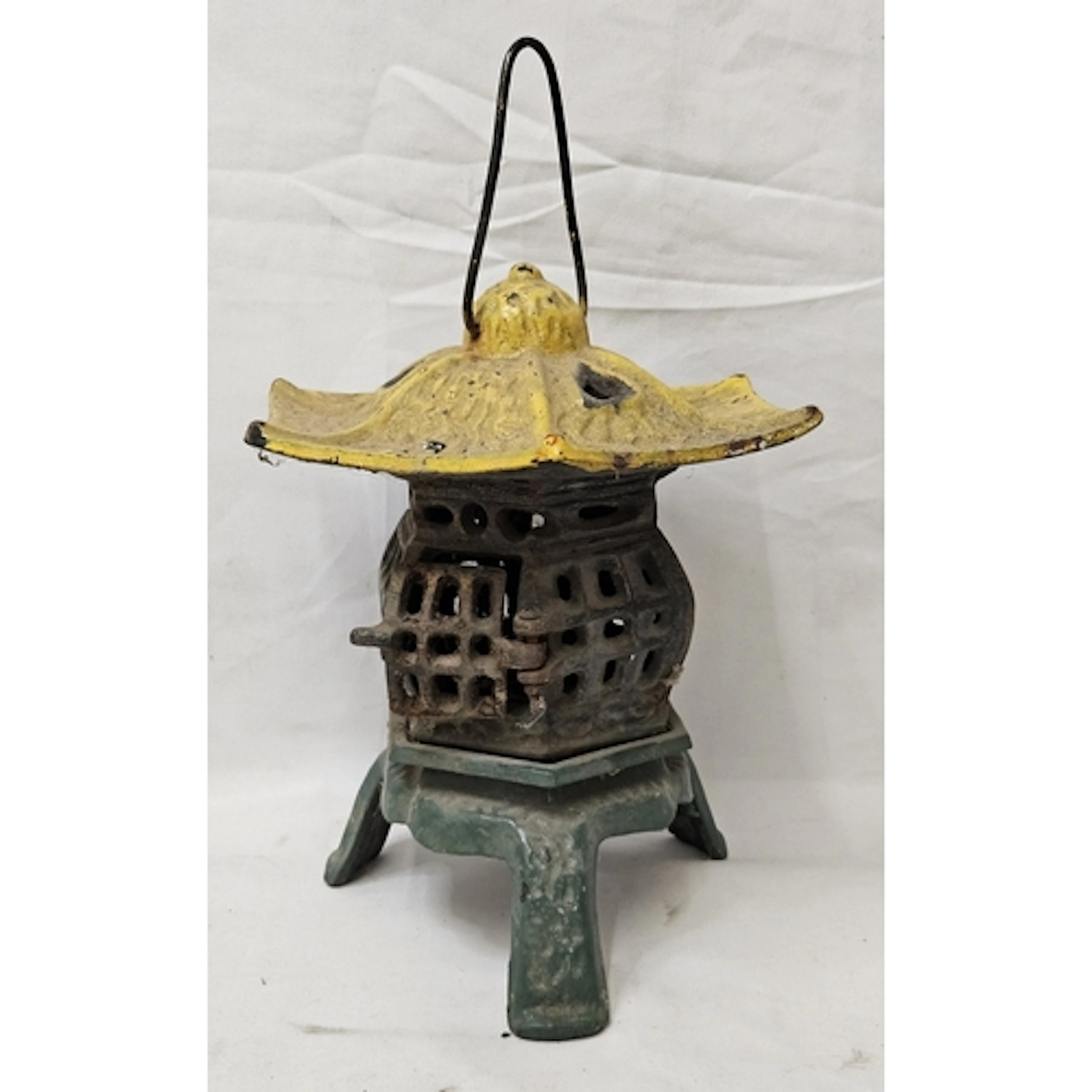 Vintage Cast Iron Pagoda Shaped Lantern with hanging bracket...