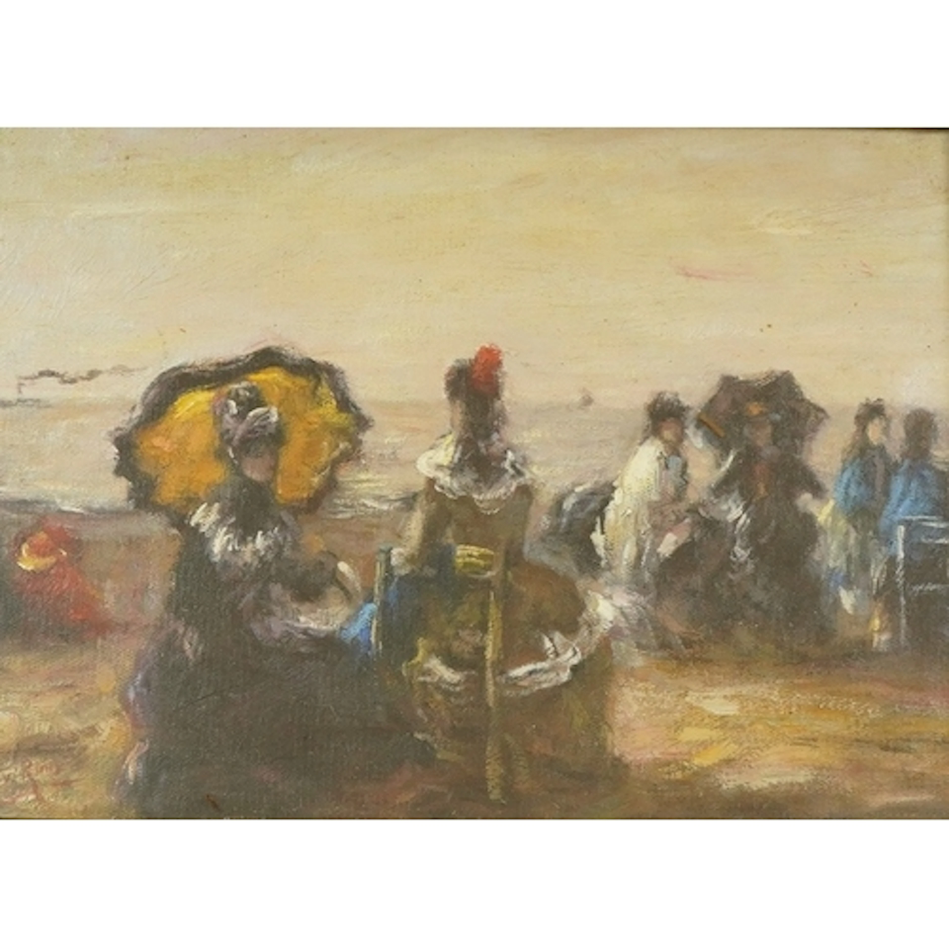 G. le Roux in the manner of Eugène Boudin, beach scene with ...