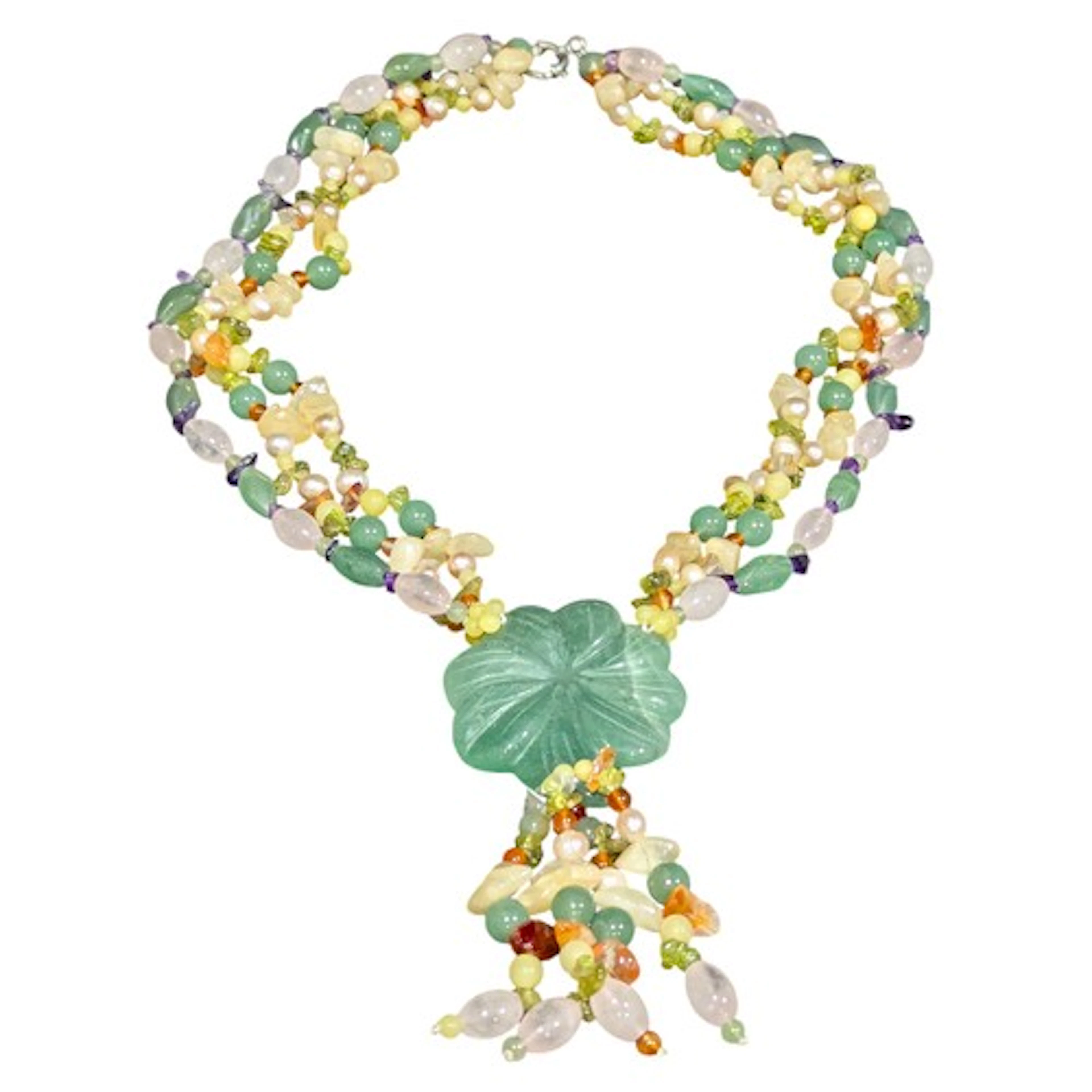 A Jewellery Channel gemstone necklace, sterling silver clasp...