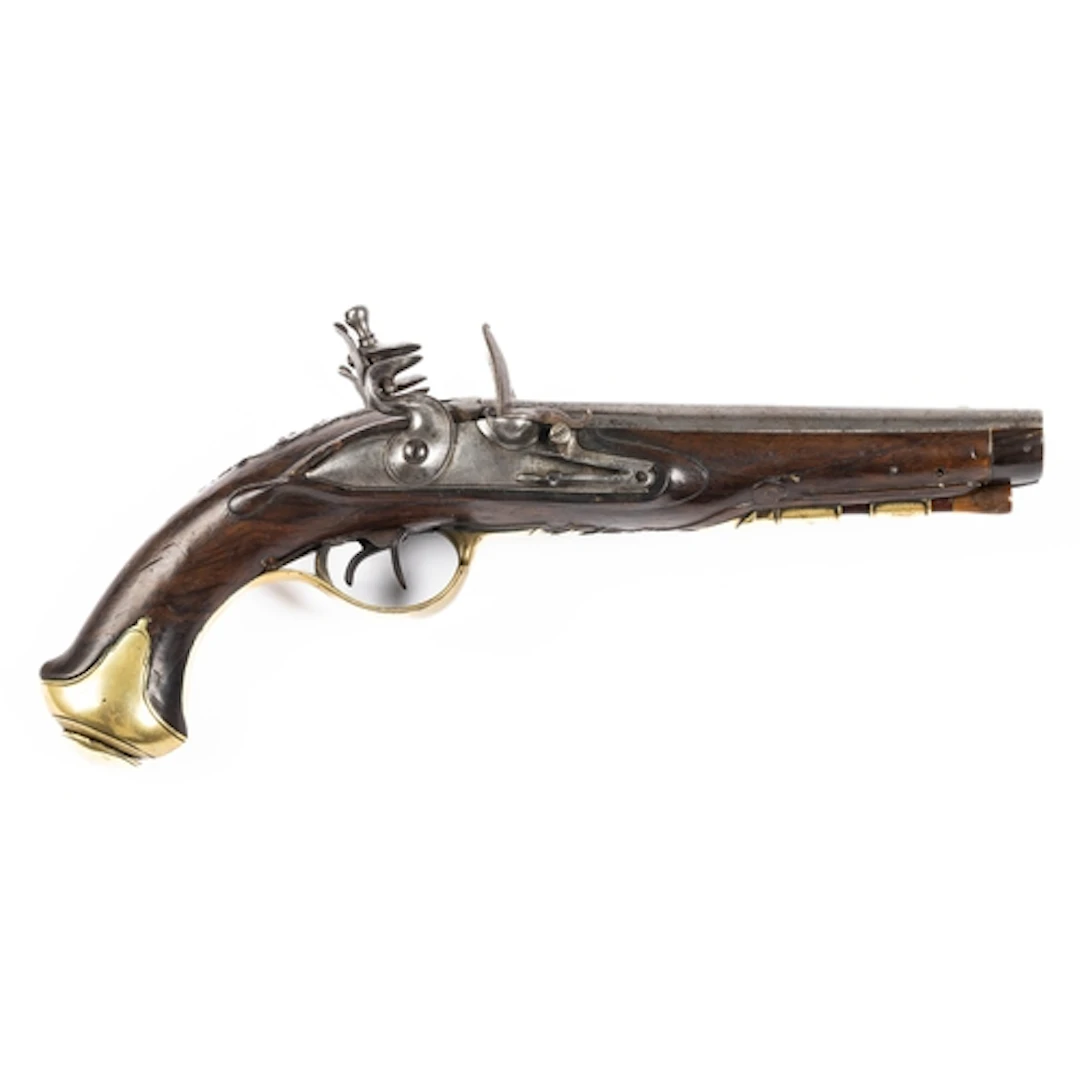 FRENCH DOUBLE BARRELLED FLINTLOCK PISTOL. French double barr...
