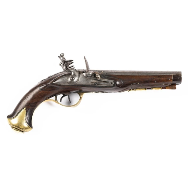 FRENCH DOUBLE BARRELLED FLINTLOCK PISTOL. French double barr...