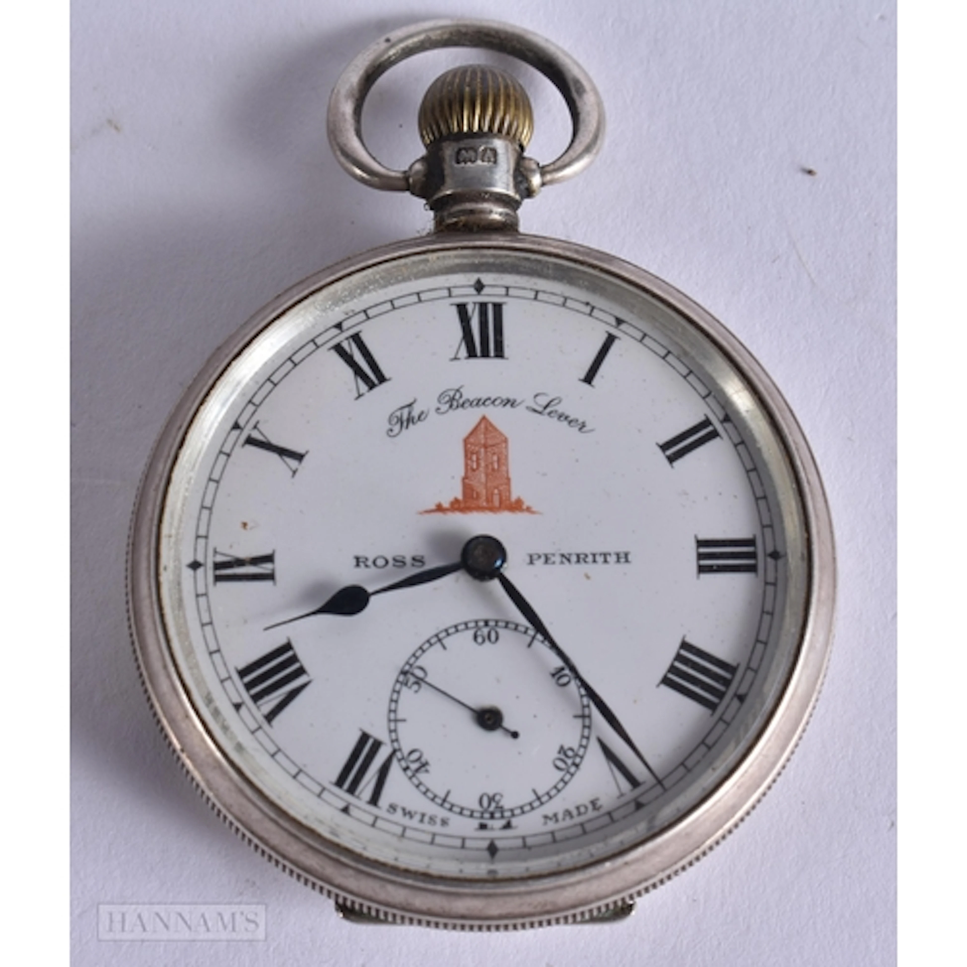 AN ANTIQUE SILVER BEACON LEVER POCKET WATCH. Not running. 90...