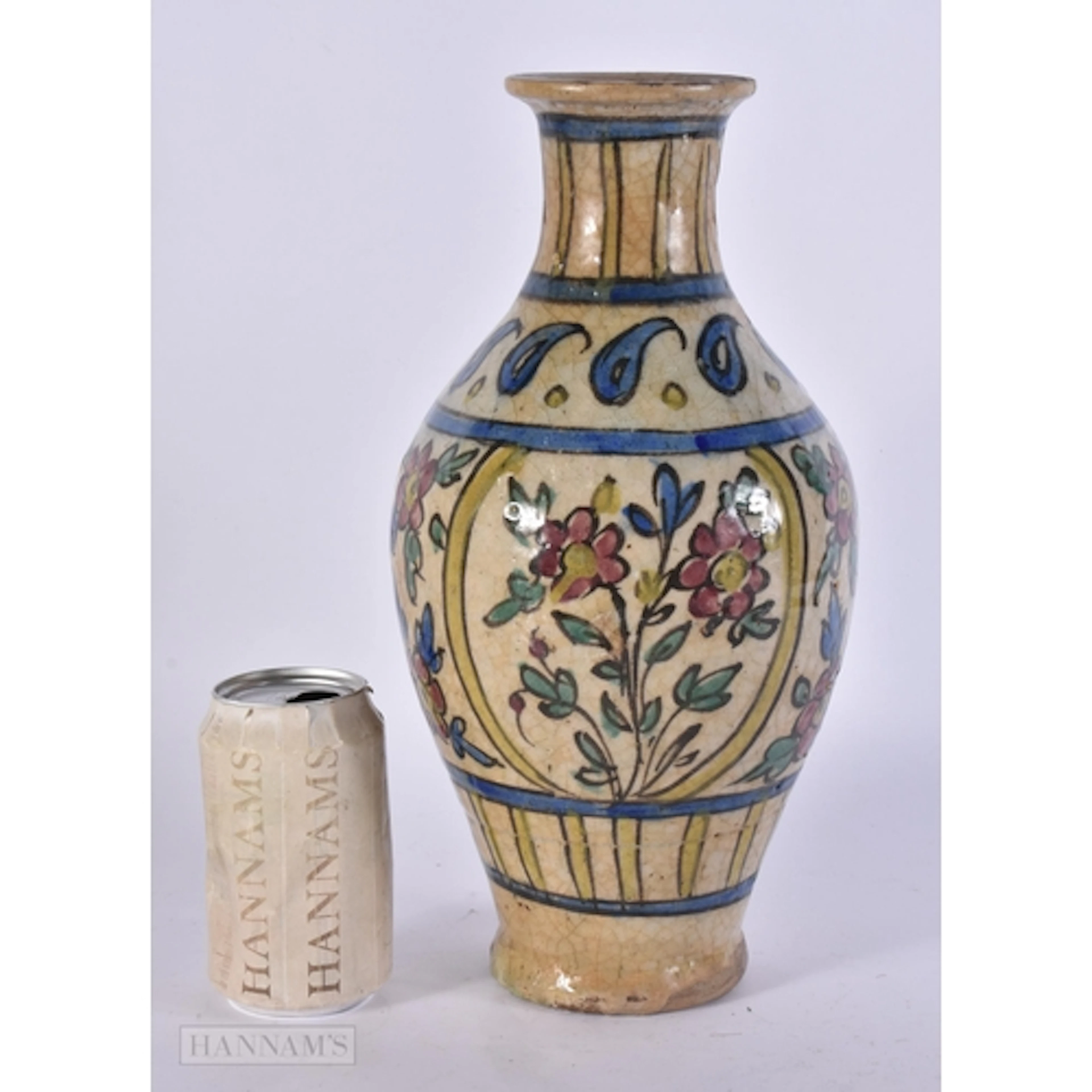 A LARGE 19TH CENTURY PERSIAN ISLAMIC POTTERY VASE painted wi...